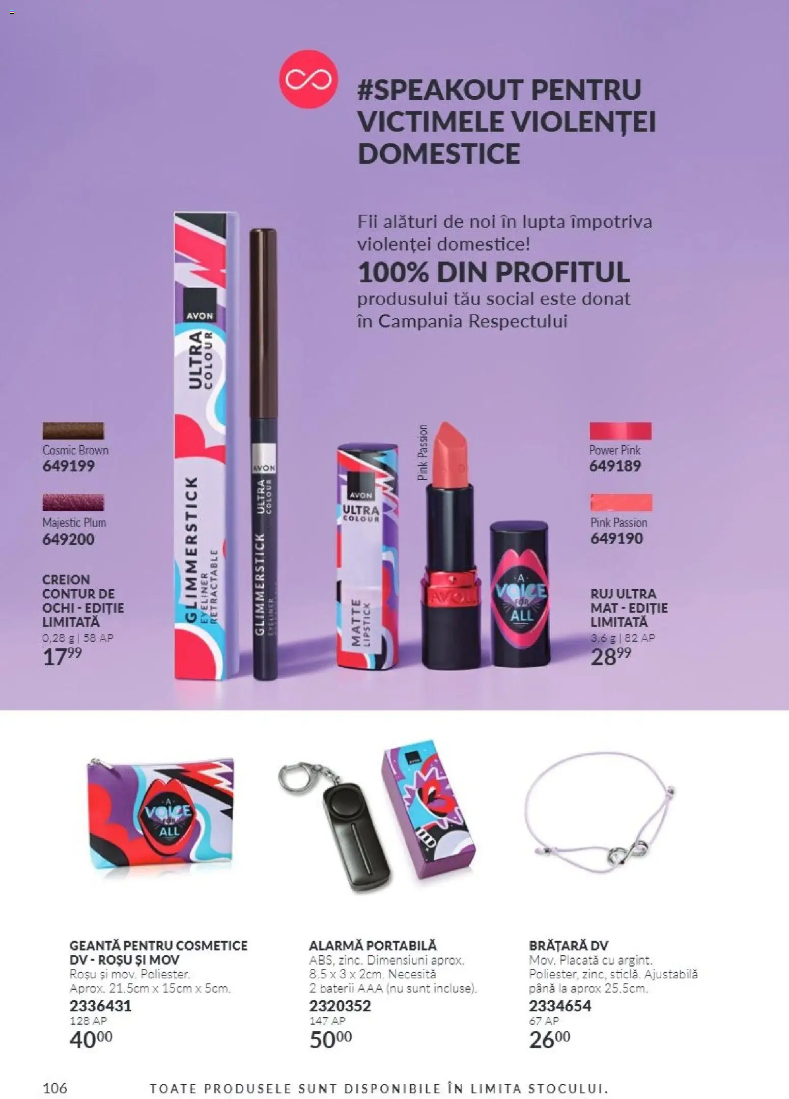 Noul catalog Avon – valabil de la 01.11.2026 | Pagină: 106 | Produse: Brățară, Baterii, Ruj, Power