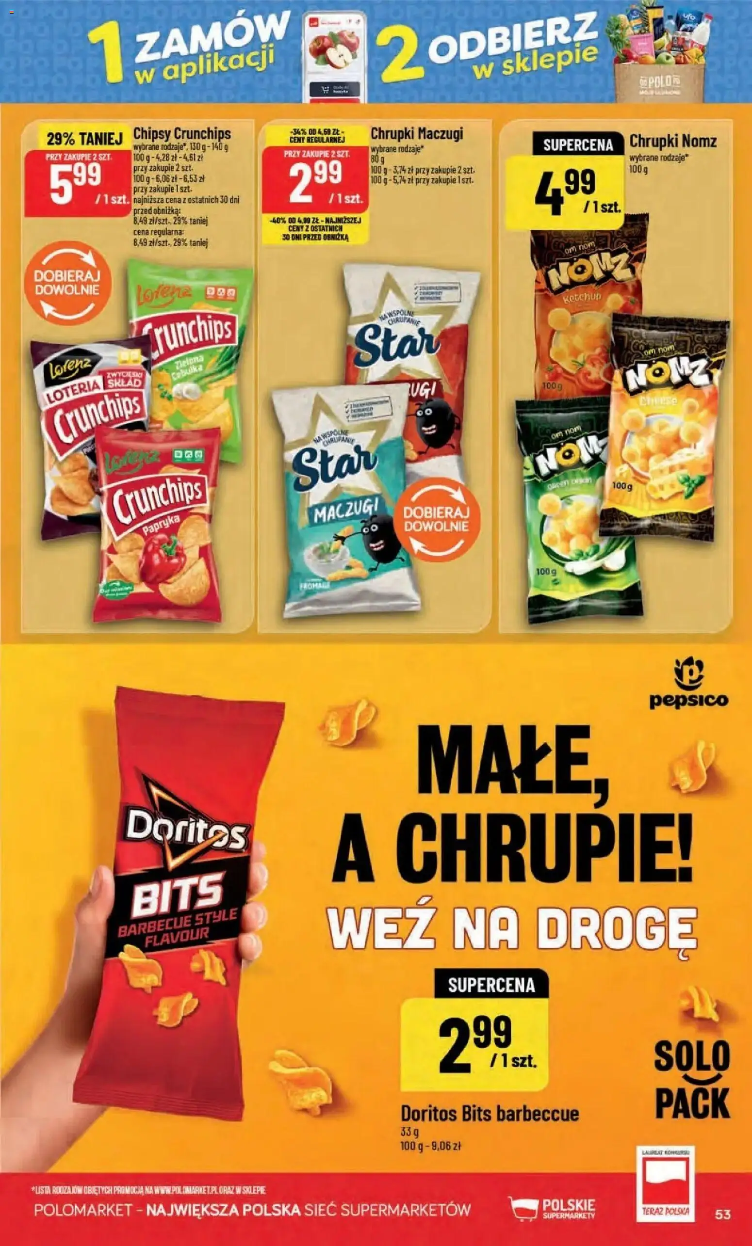 Nowa POLOmarket gazetka od jutra 02.09.2026 | Strona: 53 | Produkty: Chipsy, Chrupki, Papryka, Doritos