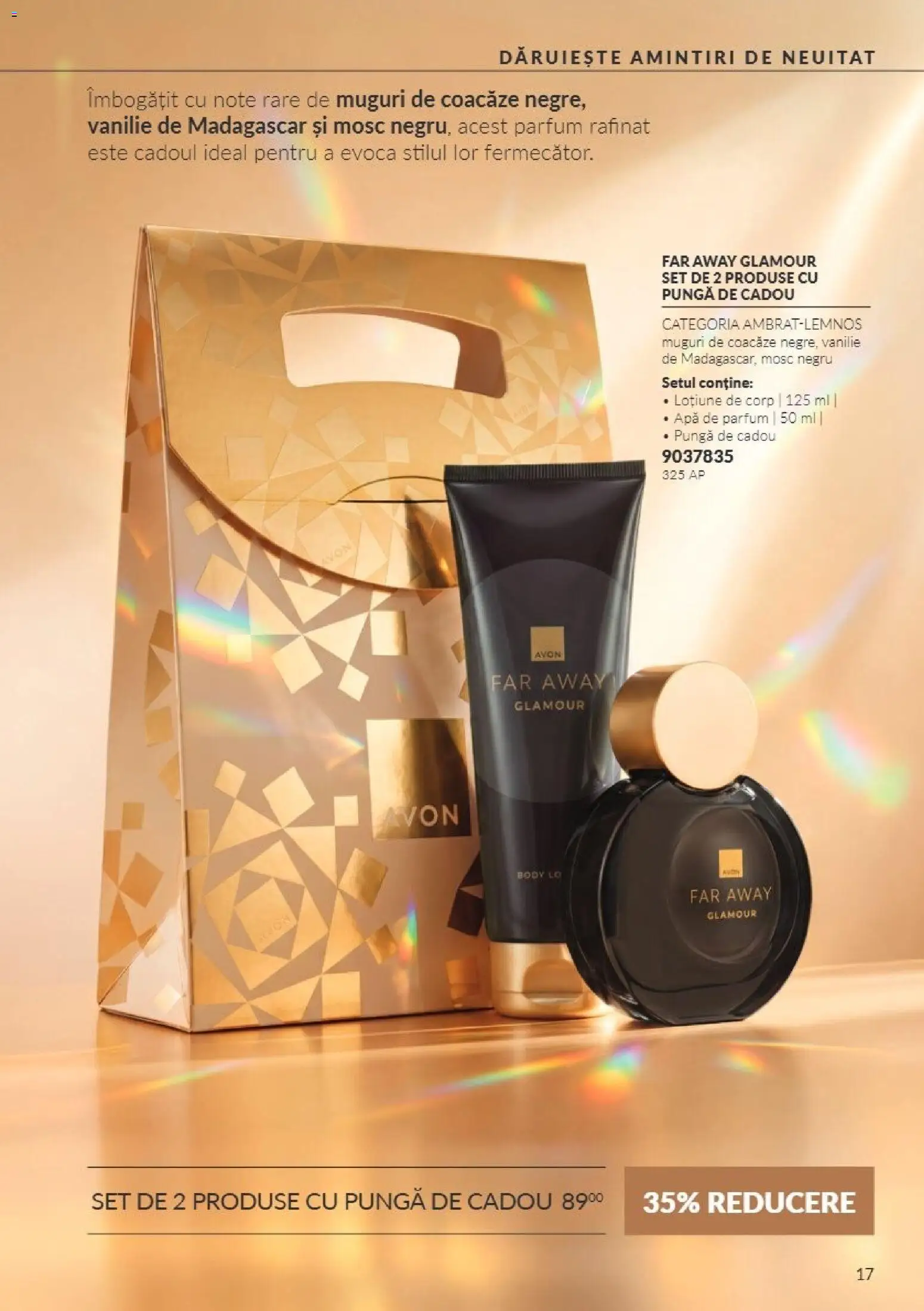 Noul catalog Avon – valabil de la 01.11.2026 | Pagină: 17 | Produse: Apă de parfum, Pungă, Lotiune de Corp, Apă