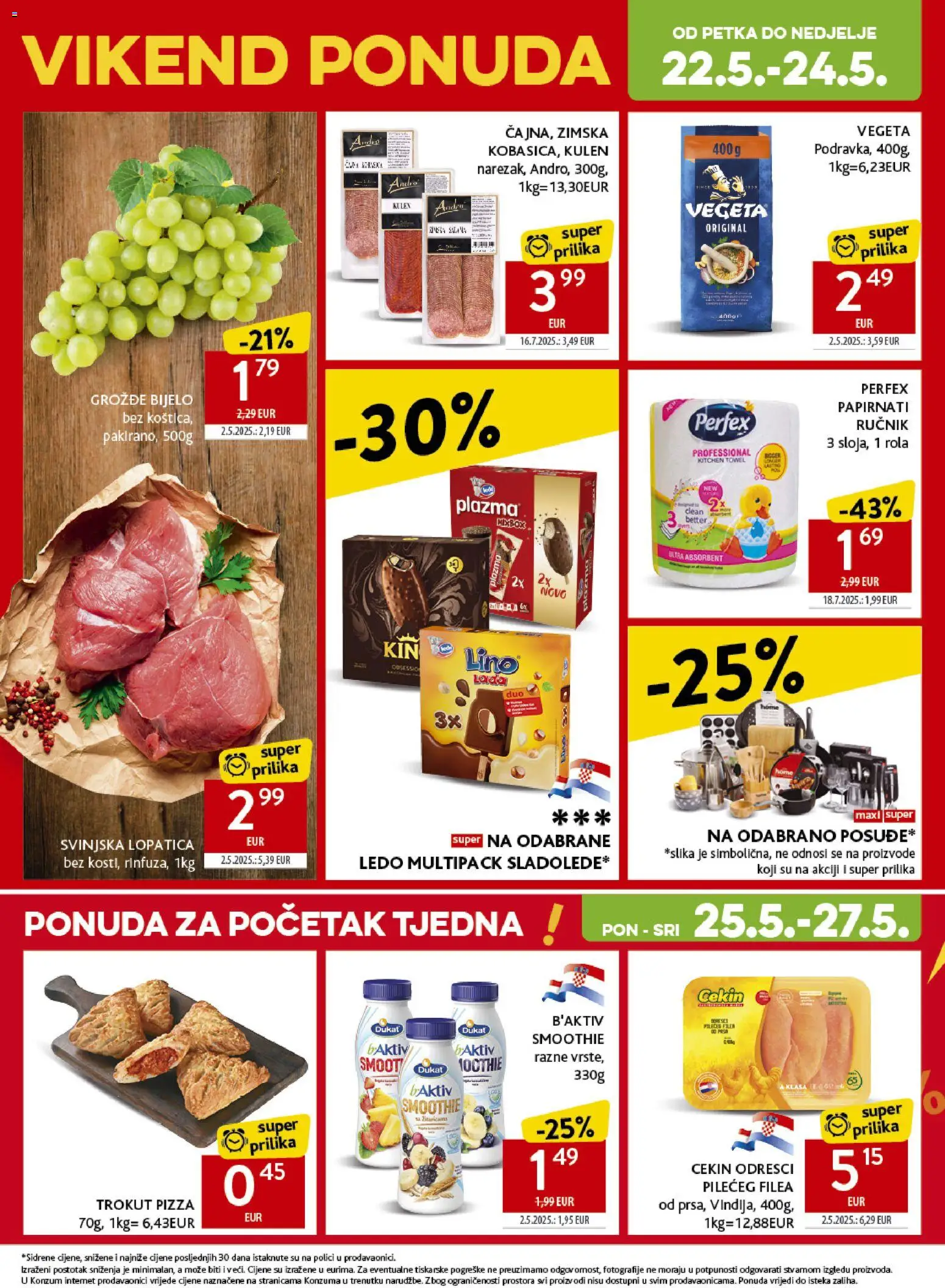 Konzum HR akciós ujság - amely érvényes a következő dátumtól: 20.05.2026 | Oldal: 51 | Termékek: Vegeta, Pizza, Smoothie
