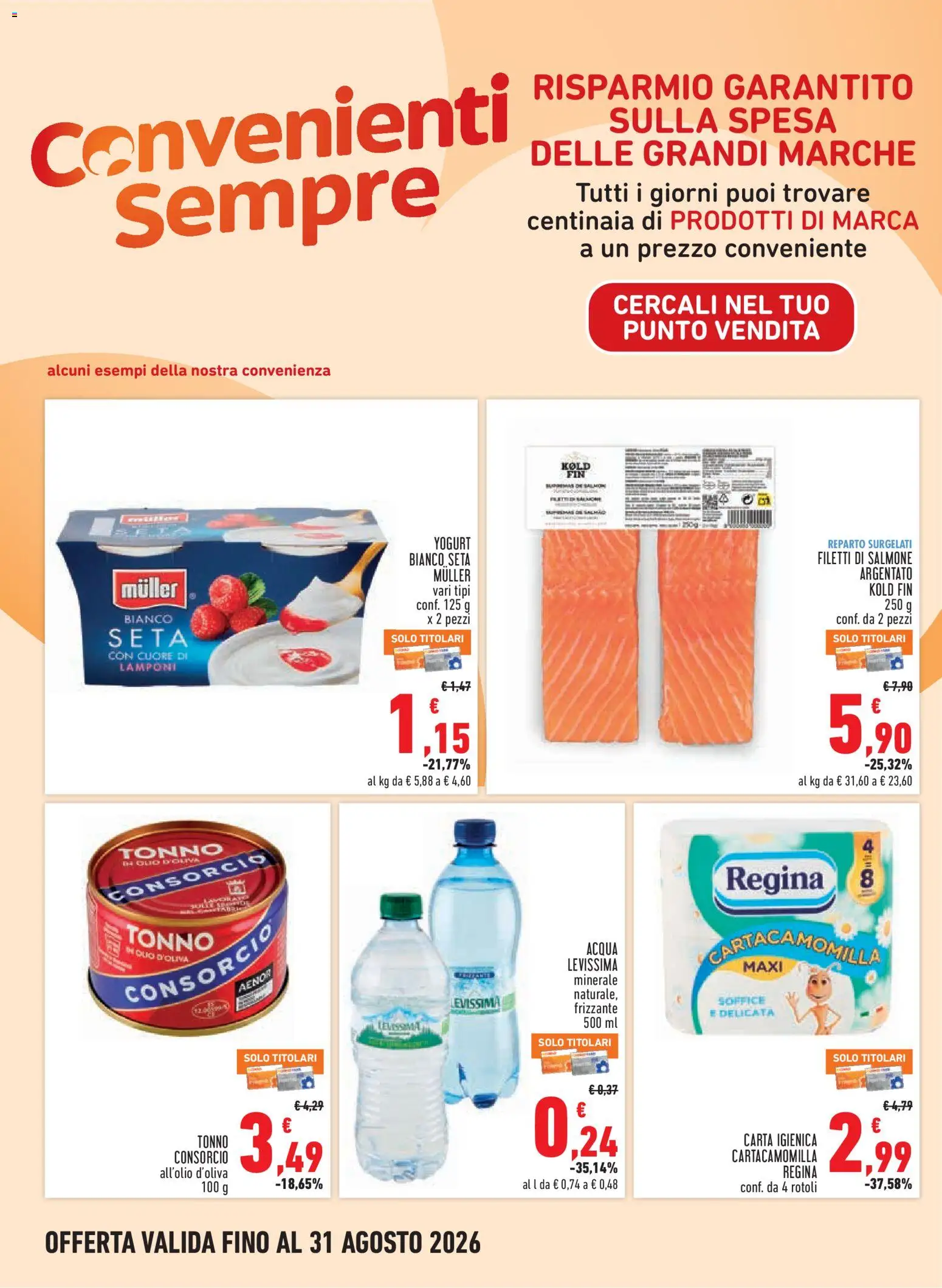 Volantino Conad del 13/08/2026 | Pagina: 20 | Prodotti: Yogurt, Salmone, Acqua, Olio d'oliva