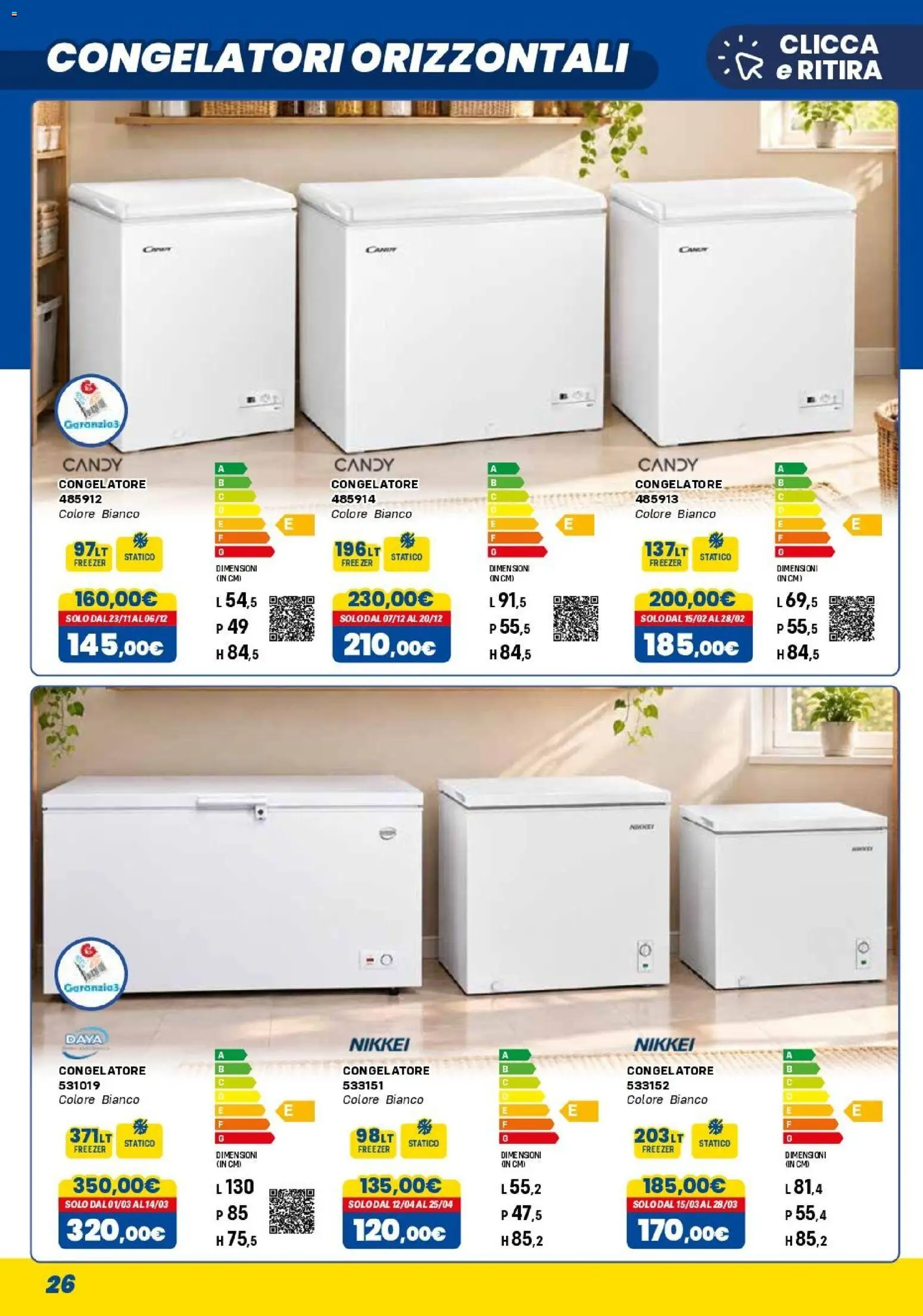 Volantino Orizzonte del 01/11/2026 | Pagina: 26 | Prodotti: Freezer, Congelatore