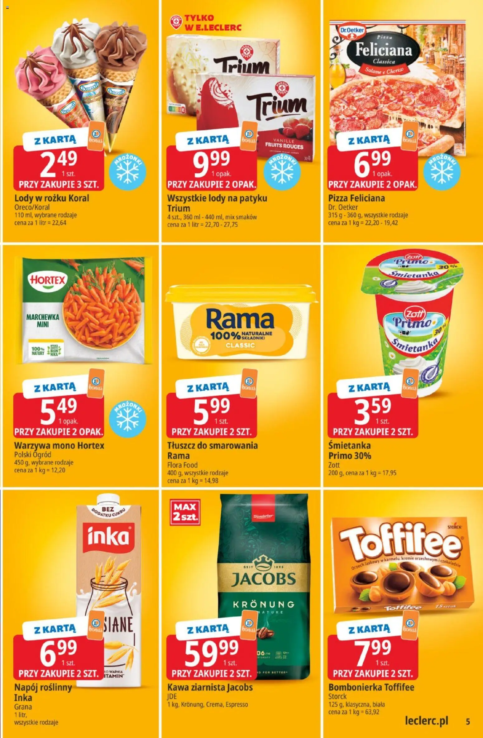 E.Leclerc gazetka od 14.07.2026 | Strona: 5 | Produkty: Bombonierka, Lody na patyku, Kawa, Lody
