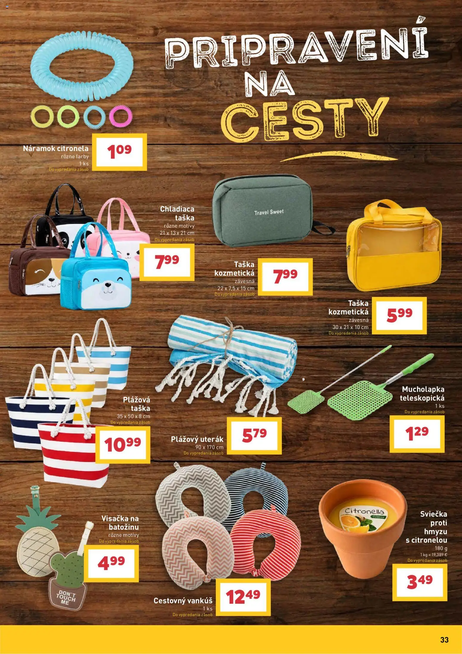 Nové Billa akcie – leták je platný od 08.07.2026 | Strana: 33 | Produkty: Vankúš, Uterák, Taška