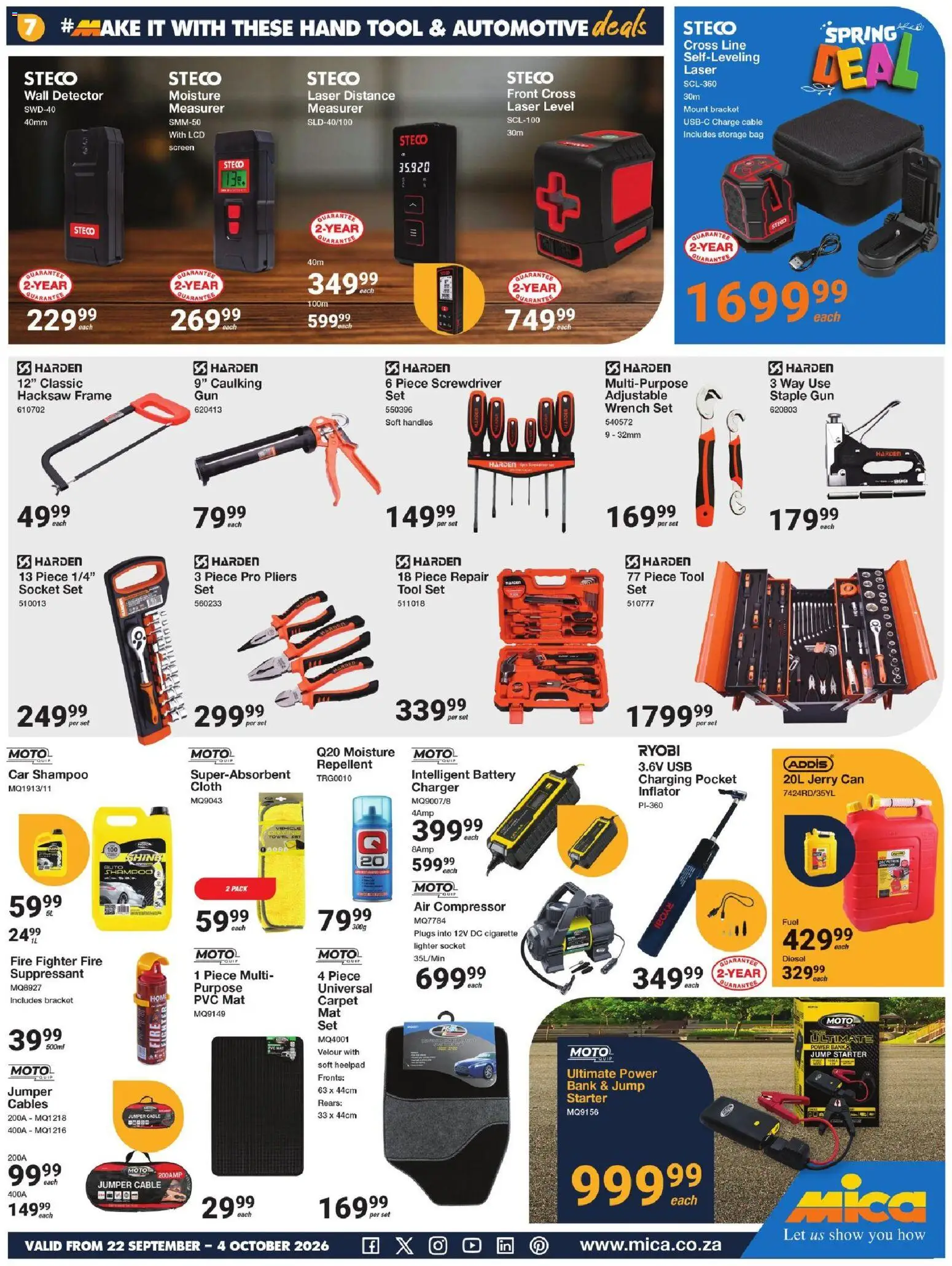 New MICA catalogue – valid from 22/09/2026 | Page: 7 | Products: Bag, Towel, Hacksaw, Shampoo