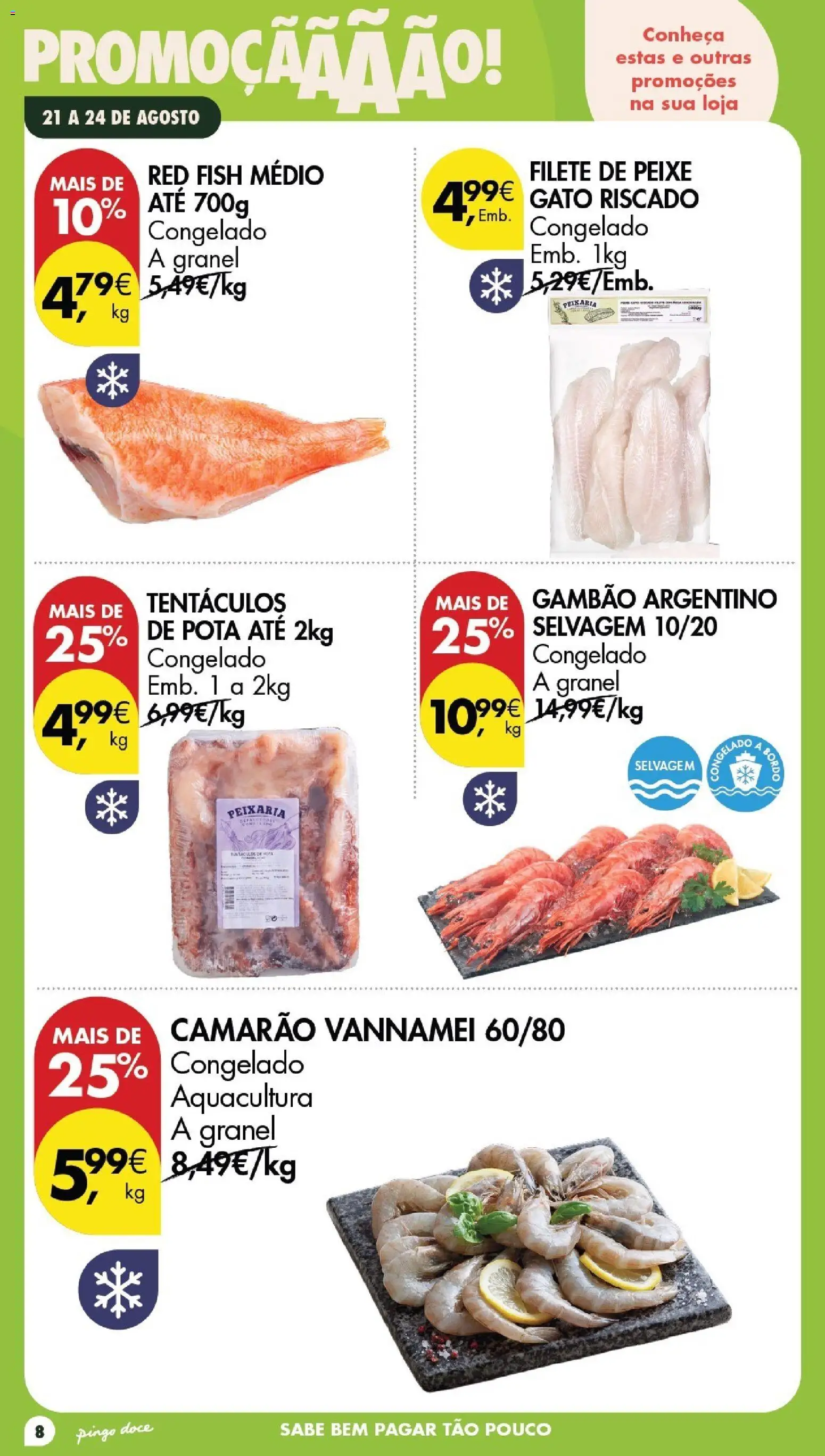 Pingo Doce Poupe este Fim de Semana │ válido de 21/08/2026 | Página: 8 | Produtos: Camarão, Peixe, Filete