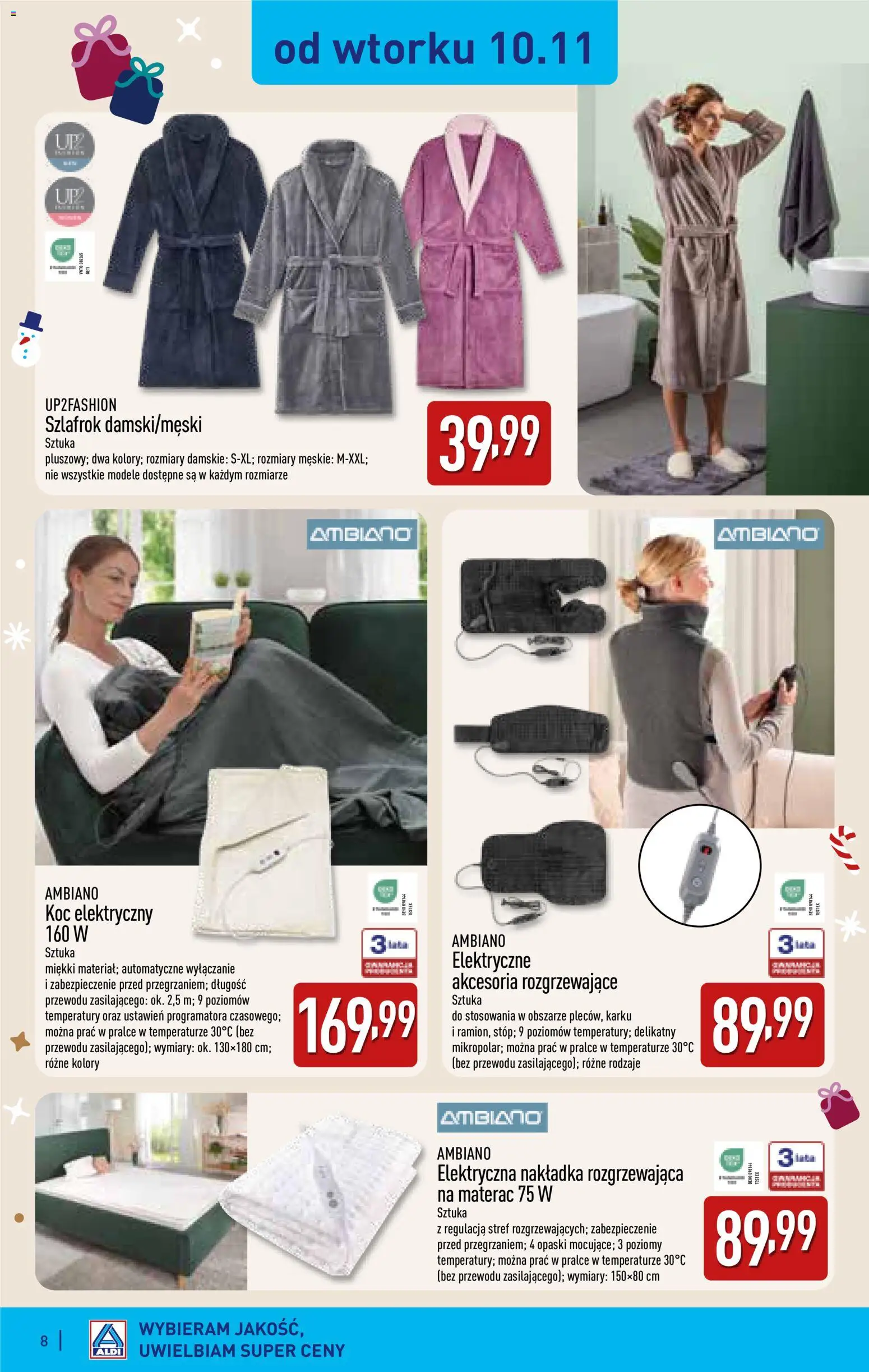 Aldi gazetka - Katalog prezentowy od 28.10.2026 | Strona: 8 | Produkty: Szlafrok, Materac, Koc, Ambiano