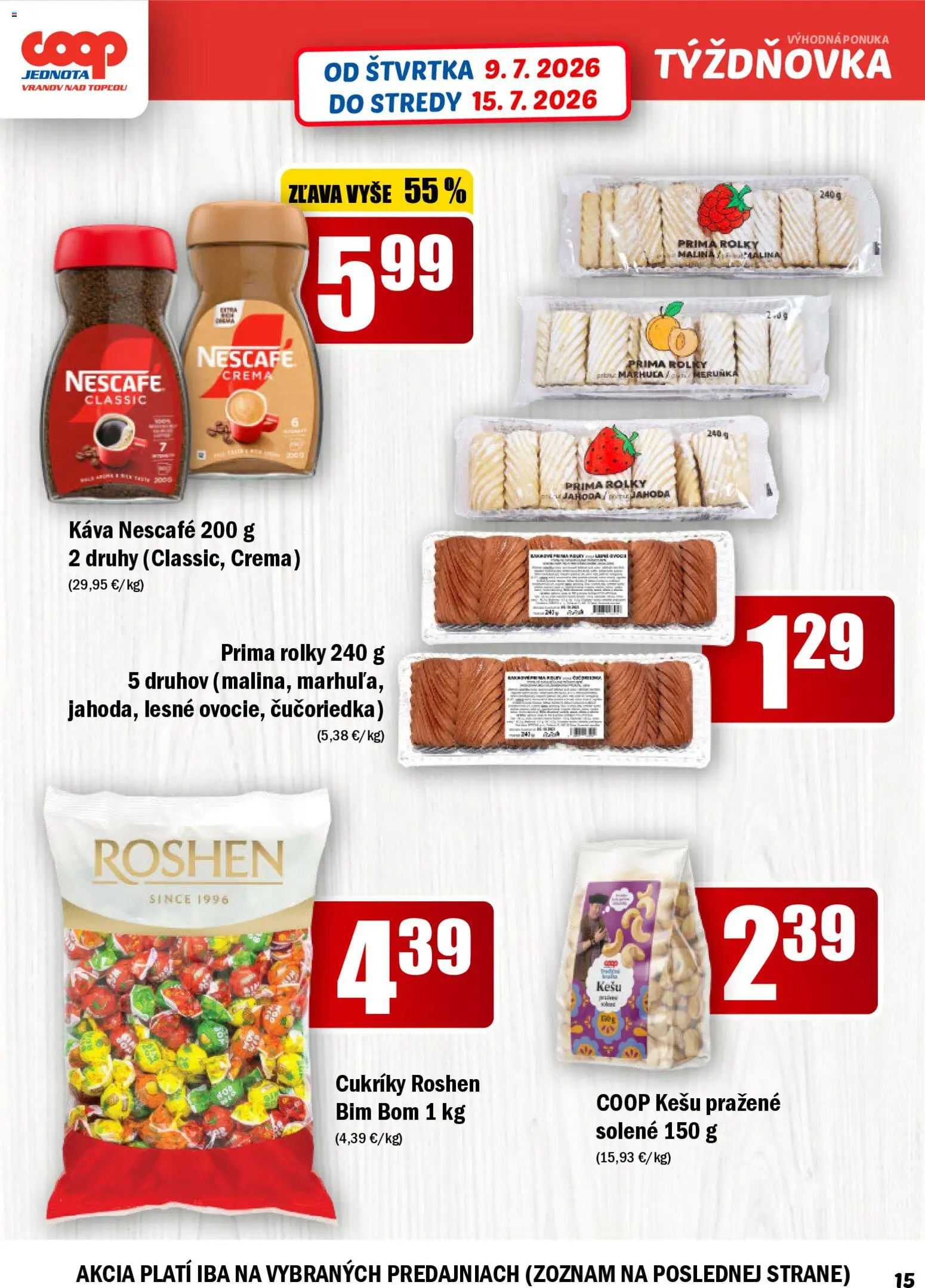 Nové COOP Jednota akcie – leták je platný od 09.07.2026 | Strana: 15