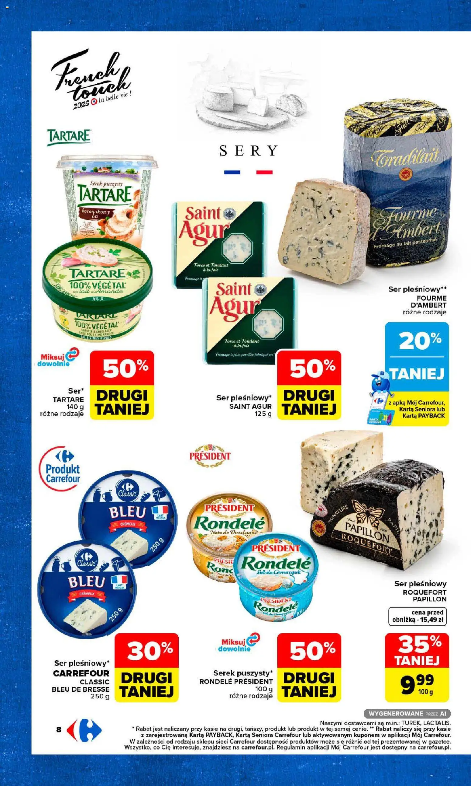 Carrefour gazetka - Przystanek Francia od 19.10.2026 | Strona: 10 | Produkty: Karta, Ser pleśniowy, Serek, Sery