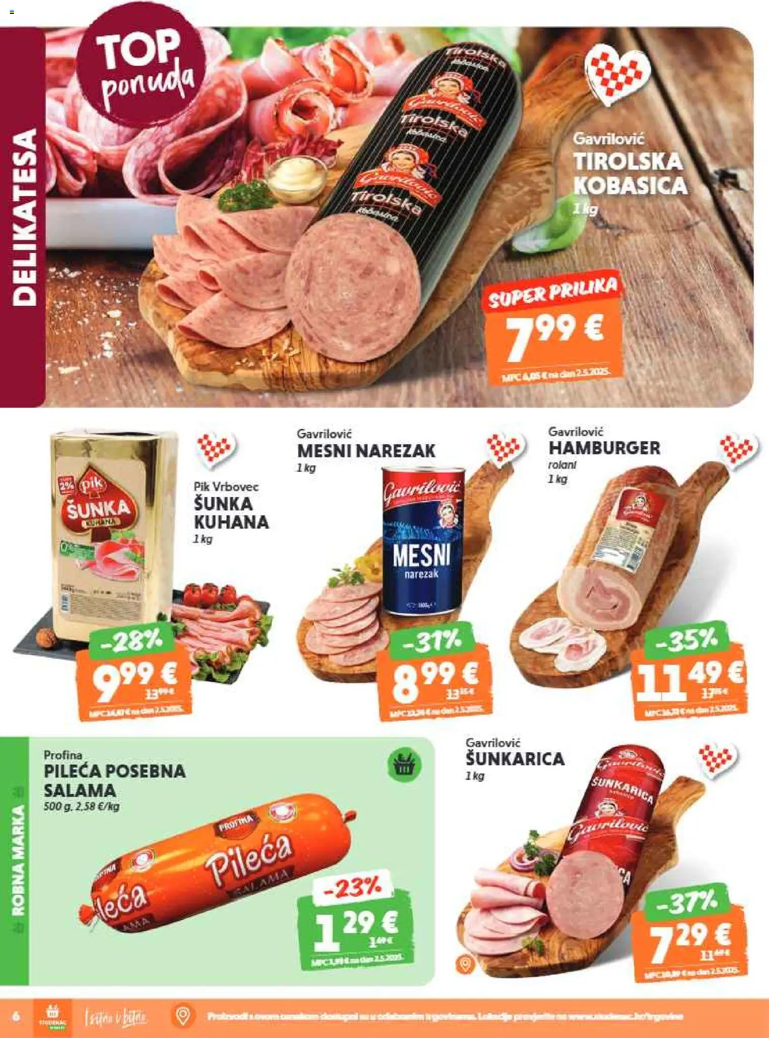 Studenac katalog | vrijedi od 06.05.2026 | Stranica: 6 | Proizvodi: Šunka, Narezak, Pik Vrbovec, Hamburger