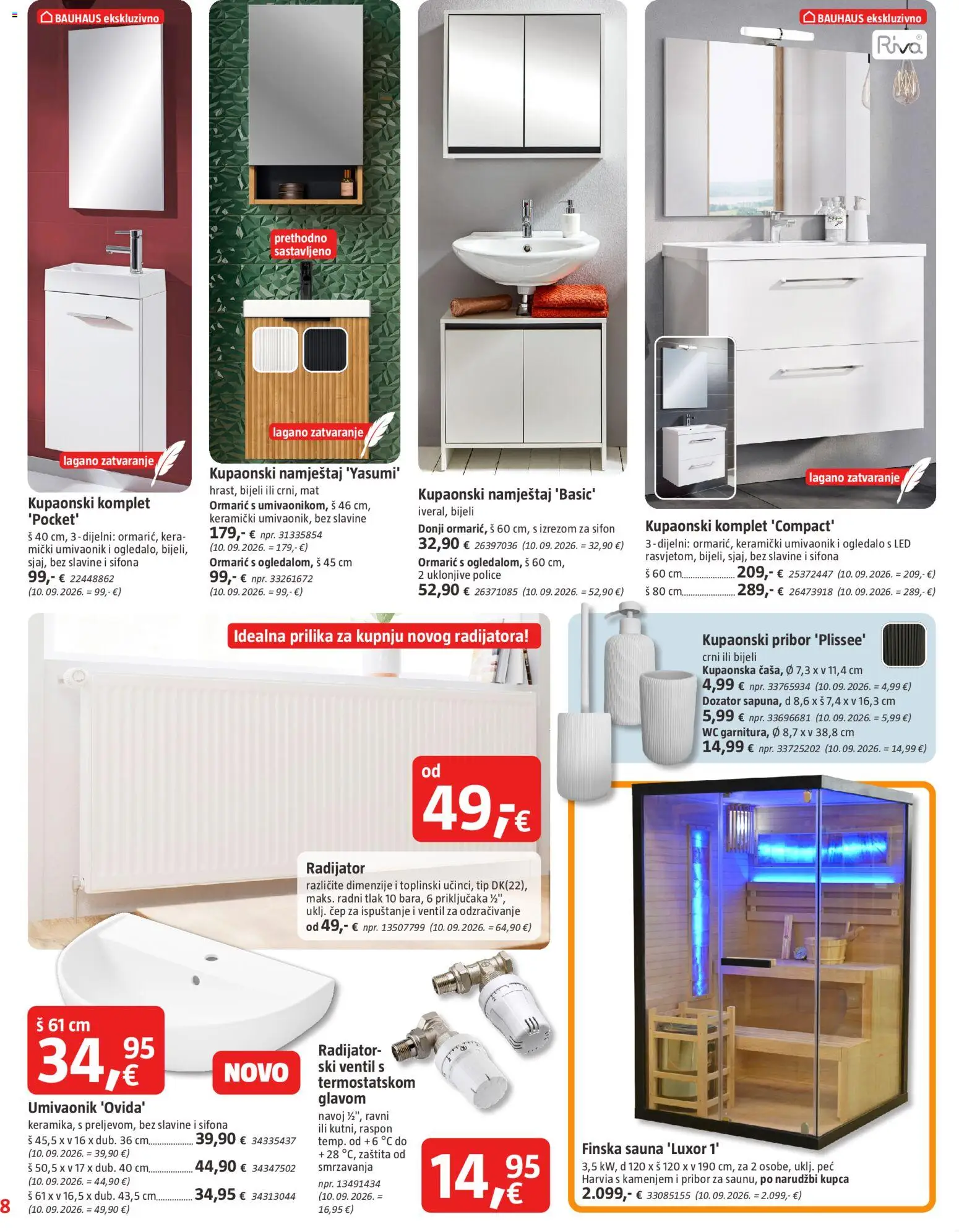 Bauhaus katalog | vrijedi od 30.09.2026 | Stranica: 8 | Proizvodi: Ogledalo, Kupaonski komplet, Led, Ventil
