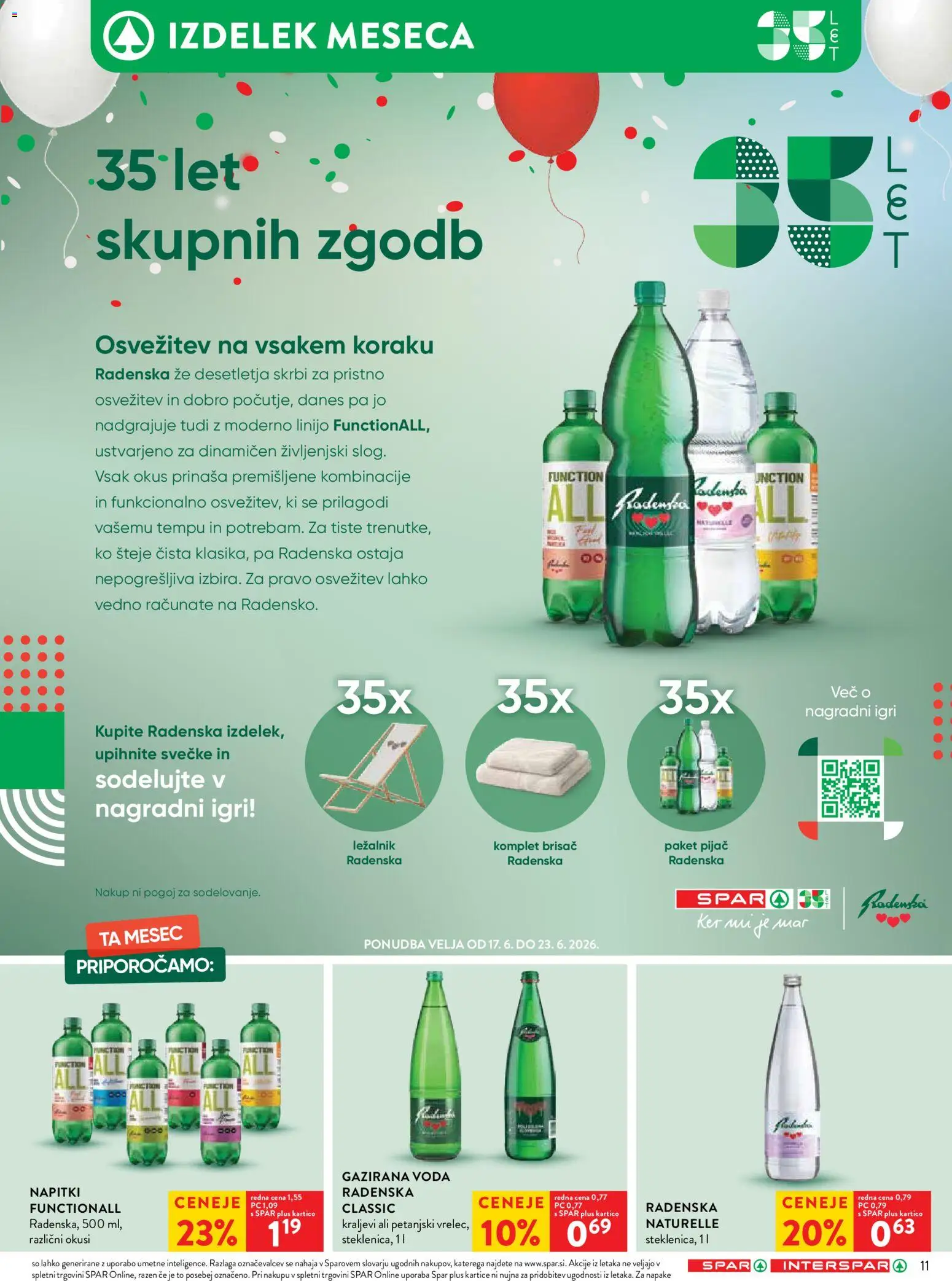 Novi Spar katalog ponudbe – veljaven od 17.06.2026 | Stran: 21 | Izdelki: Ležalnik, Napitki, Voda