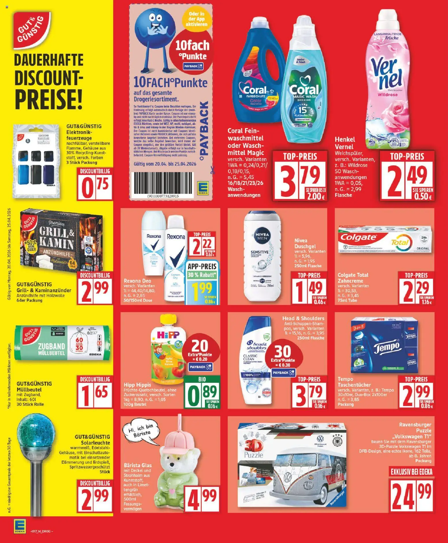 Edeka Prospekt 	 – gültig ab 20.04.2026 | Seite: 14 | Produkte: Kamin, Äpfel, Shampoo, Weichspüler