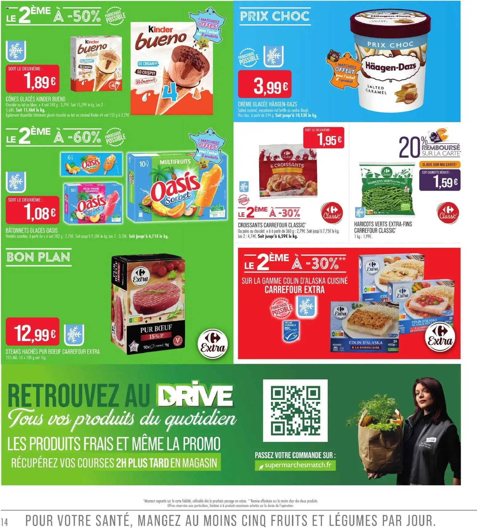 {H1} | Page: 14 | Produits: Pêche, Chocolat, Haricots, Crème