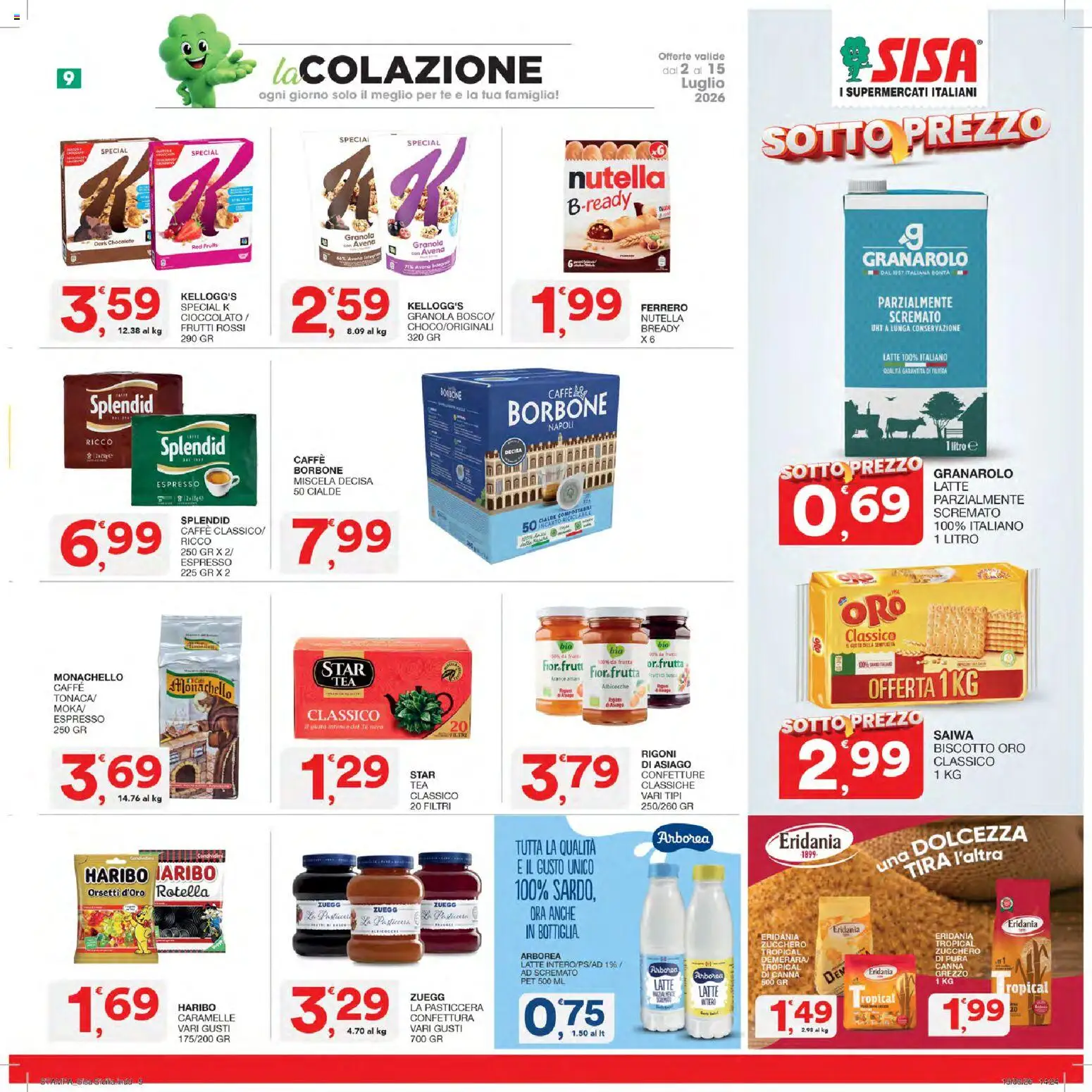 Volantino SISA del 02/07/2026 | Pagina: 9 | Prodotti: Caffè, Caramelle, Frutta, Nutella