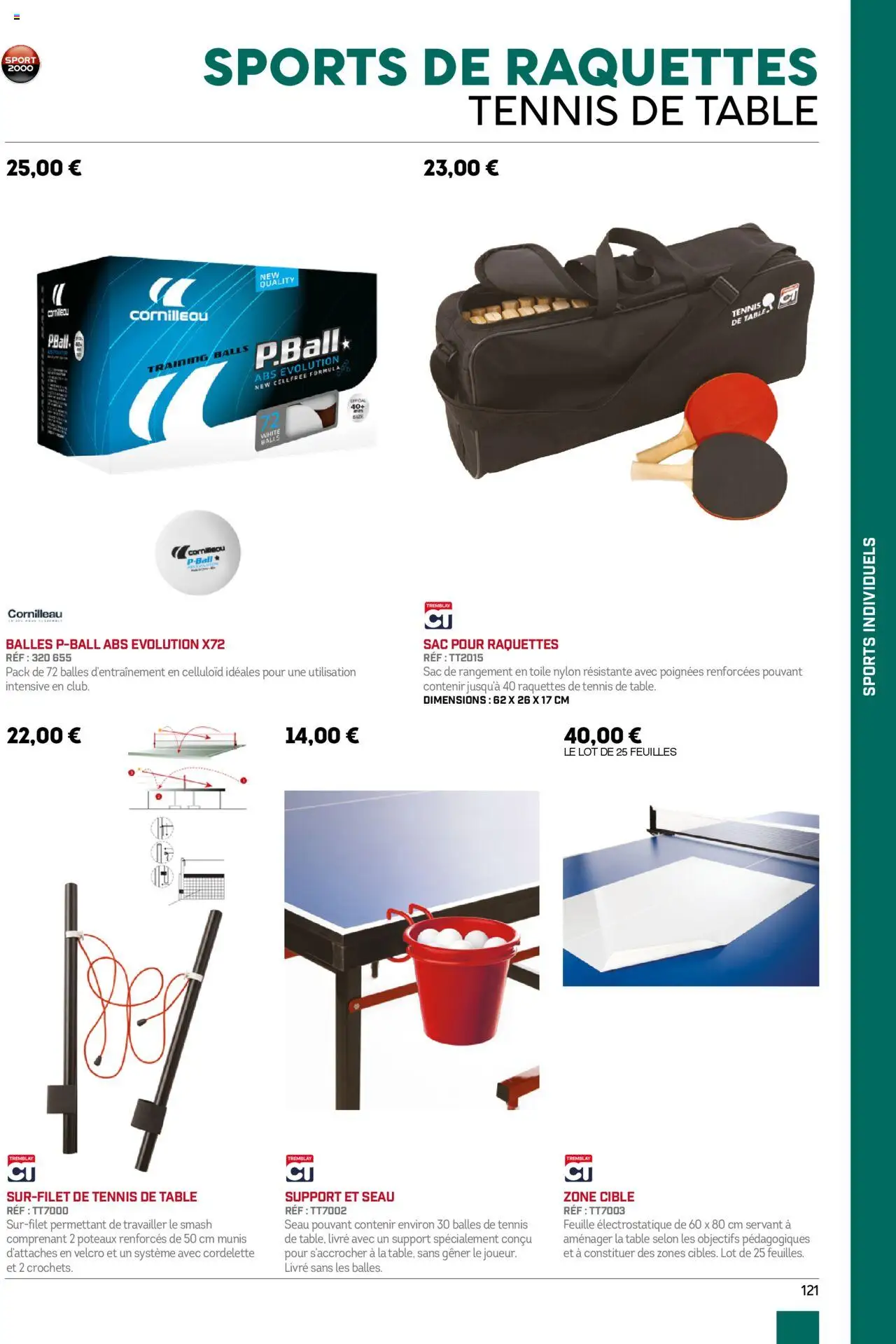 {H1} | Page: 121 | Produits: Poignées, Table, Raquettes de tennis, Balles de tennis