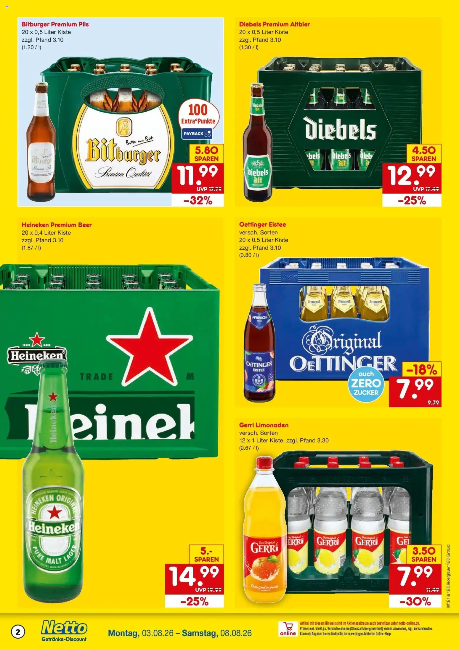 Netto Marken-Discount Prospekt Dortmund – gültig ab 03.08.2026 | Seite: 2 | Produkte: Bitburger, Pils, Zucker, Pfirsich