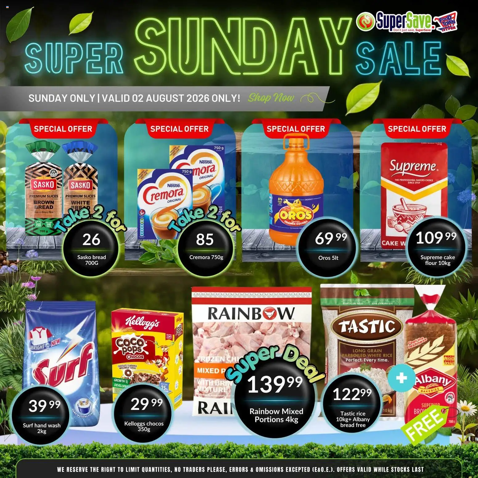 New Super Save catalogue – valid from 02/08/2026 | Page: 1 | Products: Cake, Flour, Squash, Bread