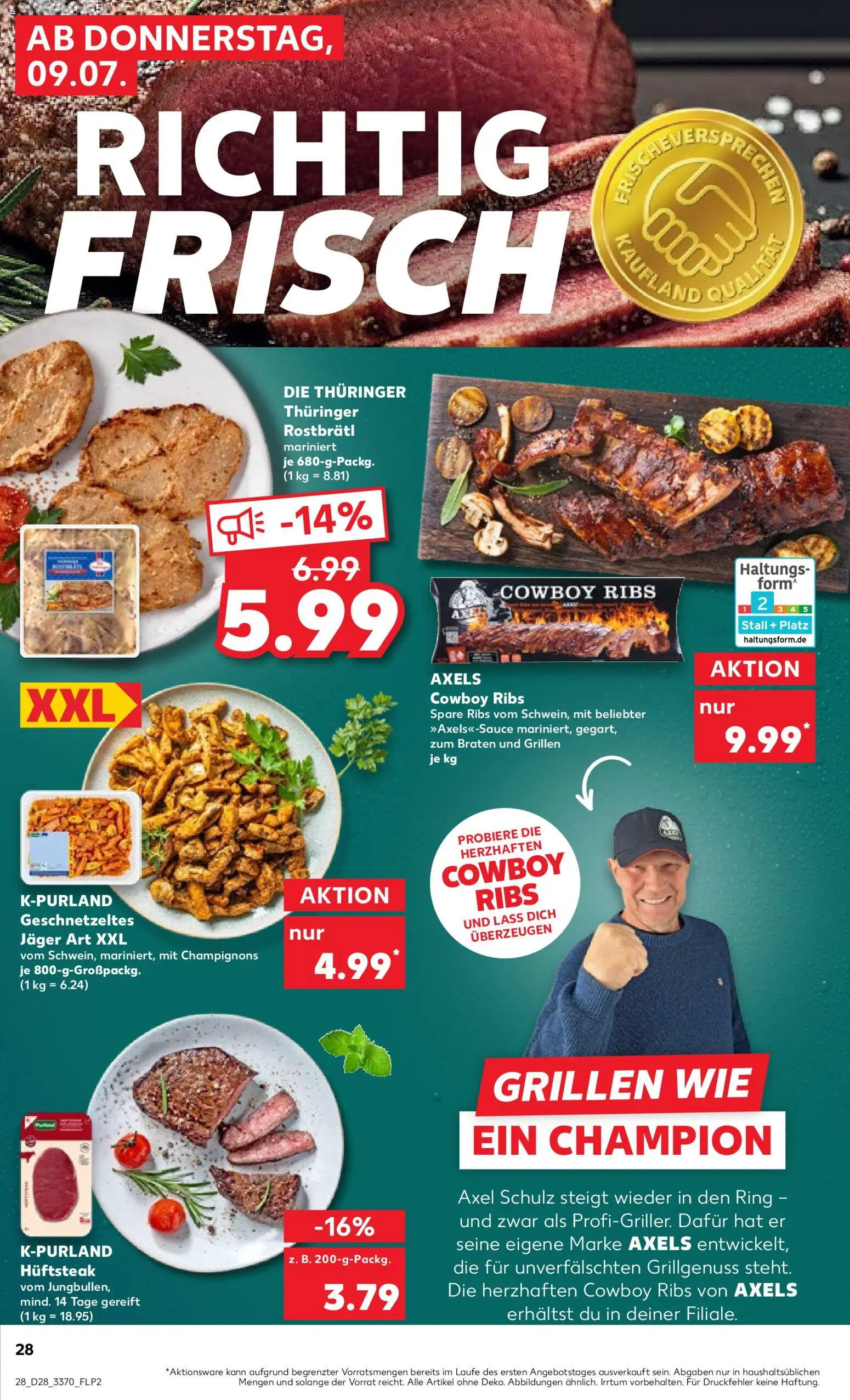 Kaufland Prospekt Jena – gültig ab 09.07.2026 | Seite: 28 | Produkte: Spare ribs, Champignons