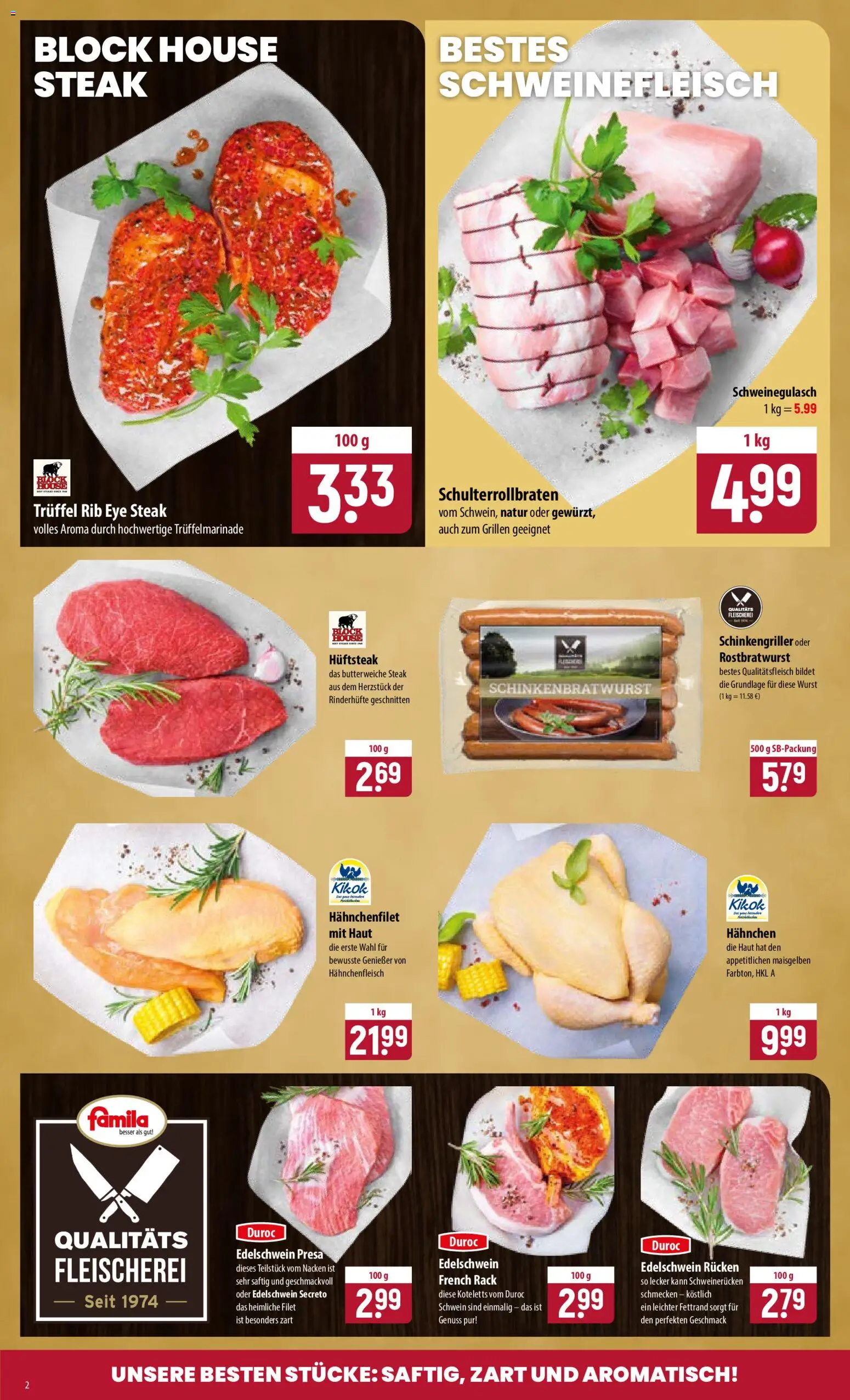 Famila Prospekt – gültig ab 29.06.2026 | Seite: 2 | Produkte: Schweinegulasch, Hahnchen, Schweinerucken, Schweinefleisch