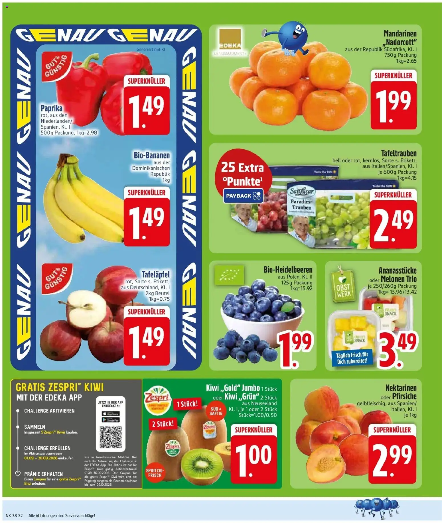 Edeka Prospekt Neusäß-Steppach (ab 14.09.2026) » Angebote Online | Seite: 4 | Produkte: Nektarinen, Trauben, Paprika, Kiwi