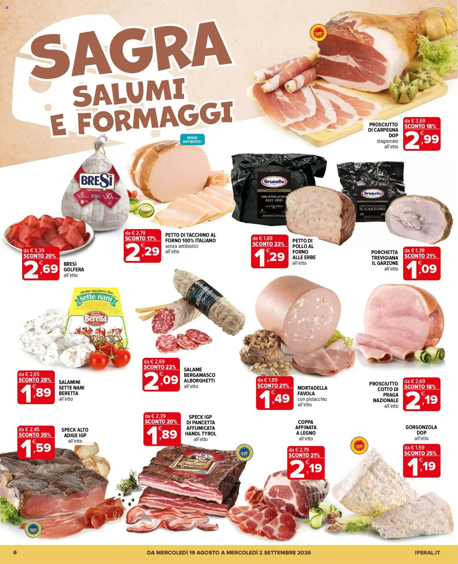 Volantino Iperal del 19/08/2026 | Pagina: 6 | Prodotti: Petto di Pollo, Erbe, Tacchino, Forno