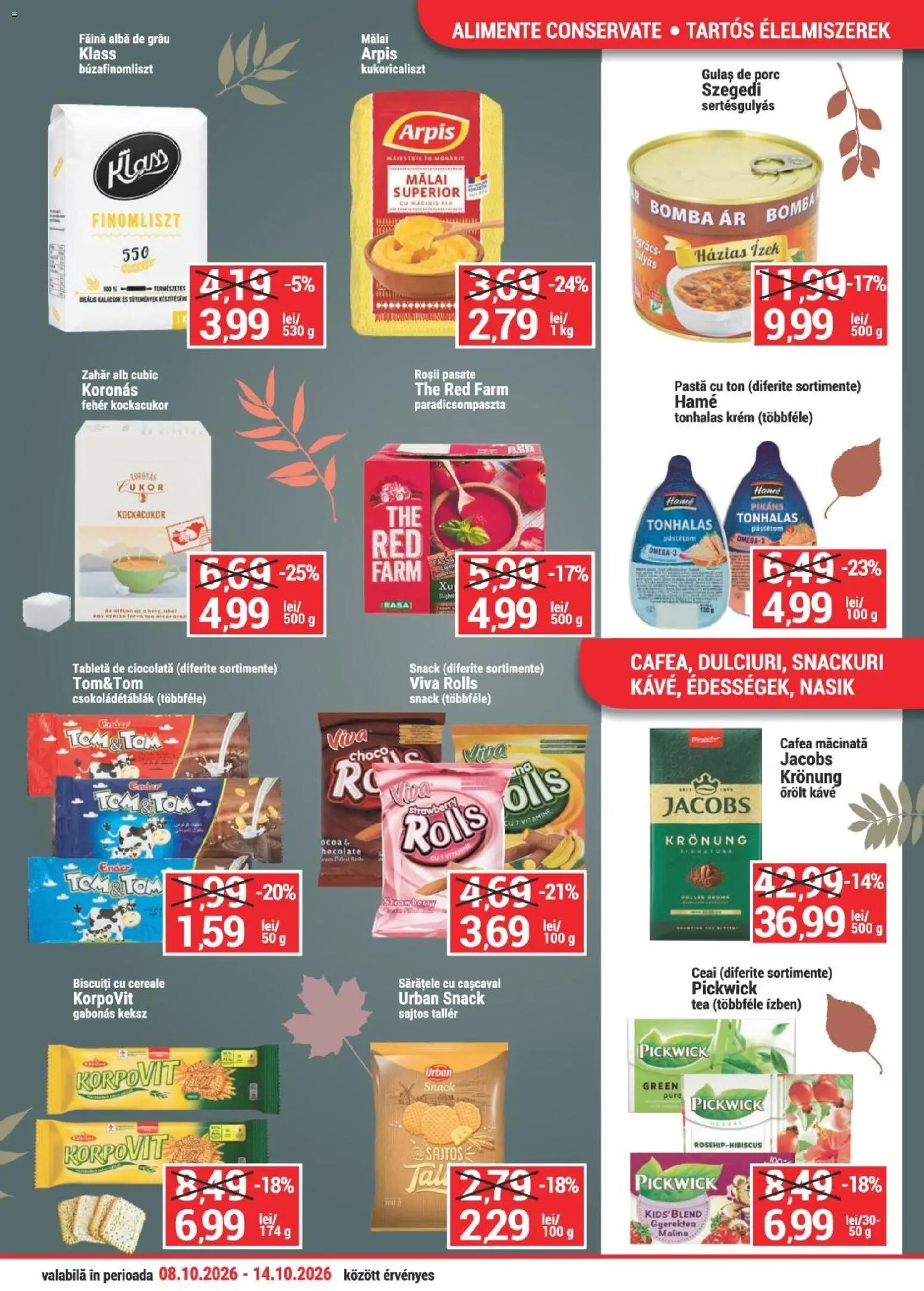 Noul catalog Merkur – valabil de la 08.10.2026 | Pagină: 3 | Produse: Cafea macinata, Jacobs, Făină, Biscuiți