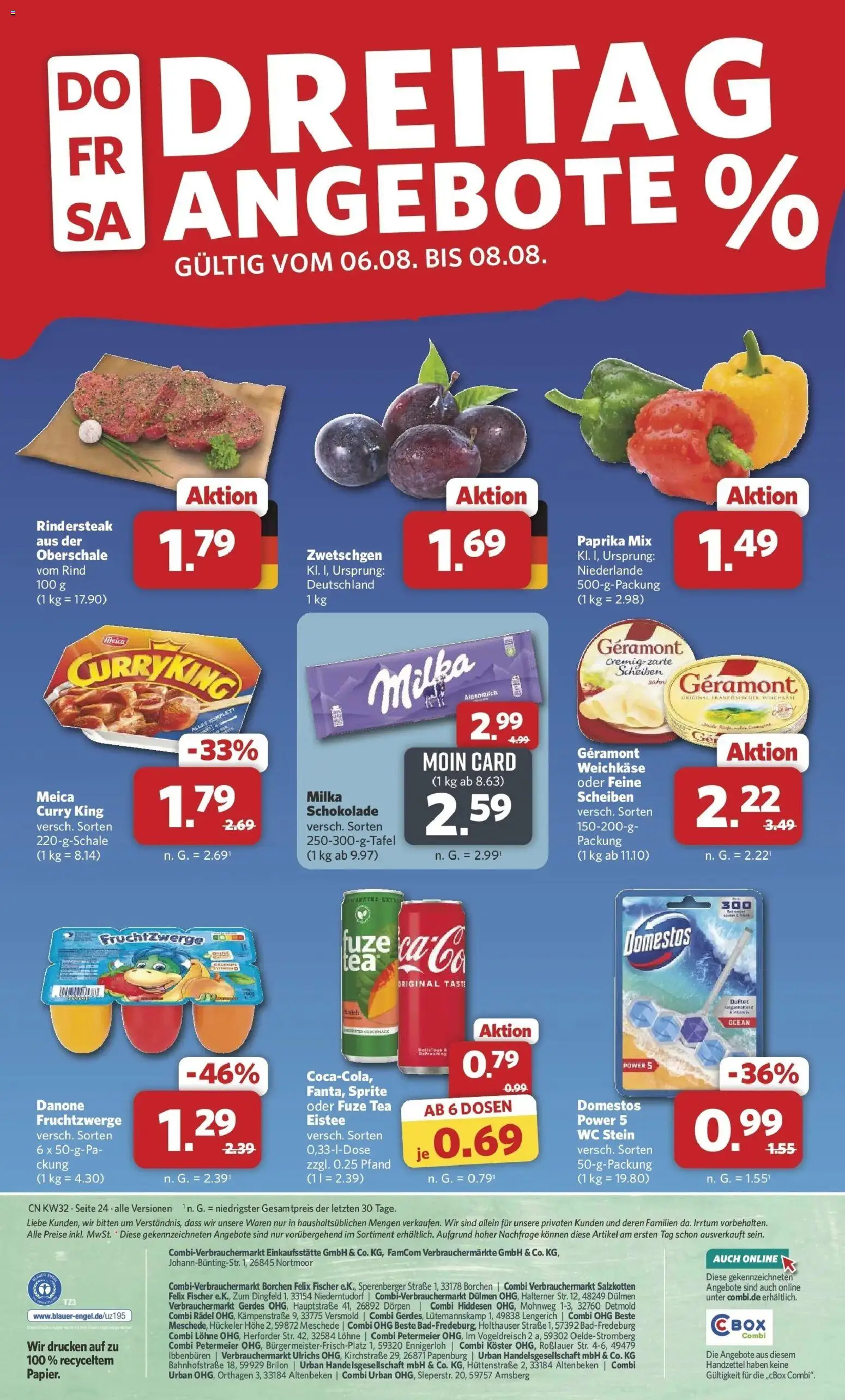Combi Prospekt Borchen (ab 03.08.2026) zum Blättern | Seite: 28 | Produkte: Geramont, Sprite, Schokolade, Meica