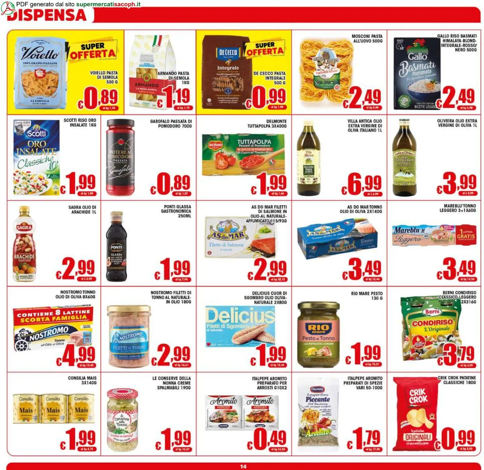 Volantino Sacoph del 20.05.2026 | Pagina: 14 | Prodotti: Salmone, Riso, Tonno al naturale, Olio di Oliva