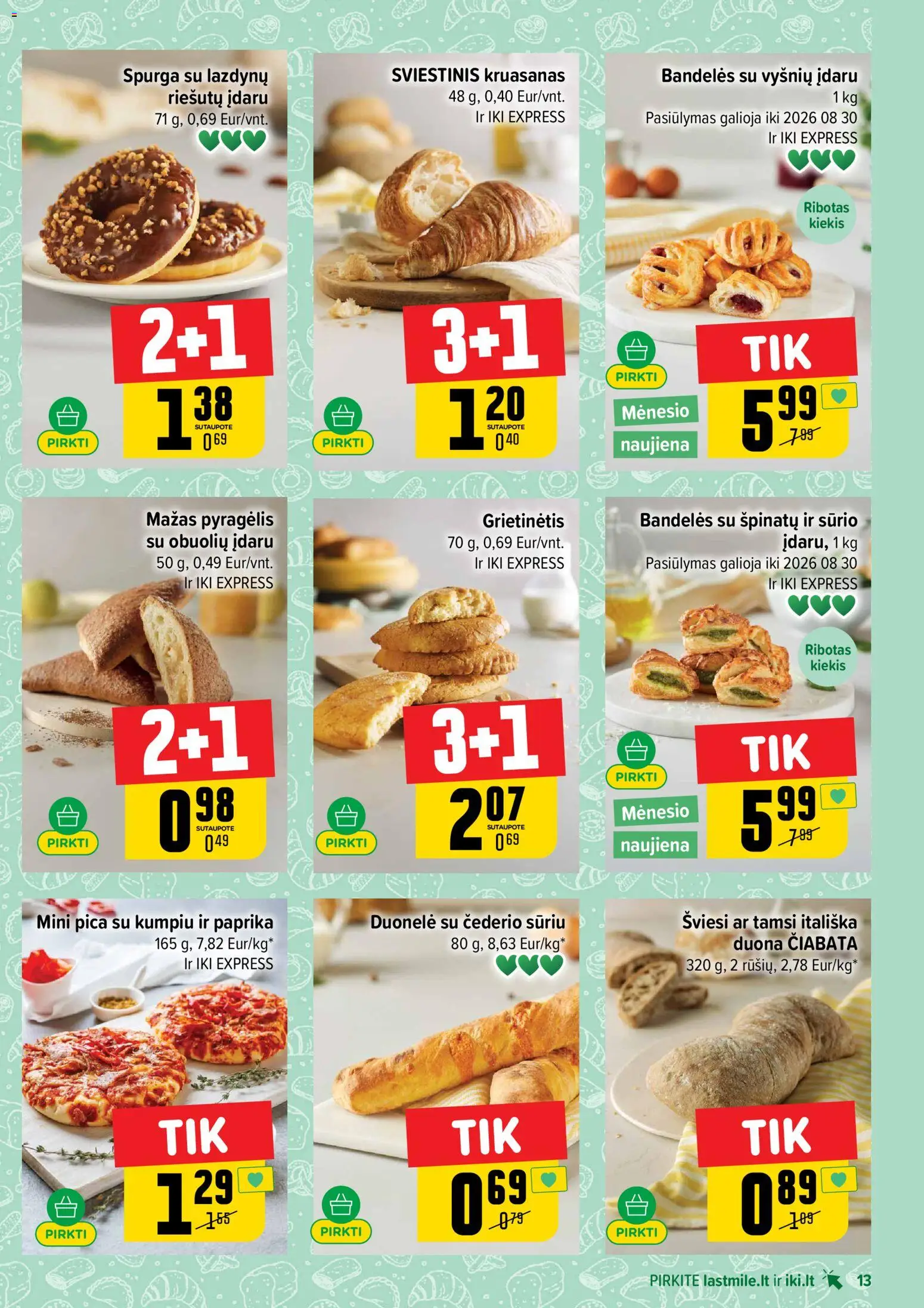 IKI akcijos nuo 2026.08.17 | Puslapis: 13 | Prekių: Paprika, Spurga, Bandelės, Pica