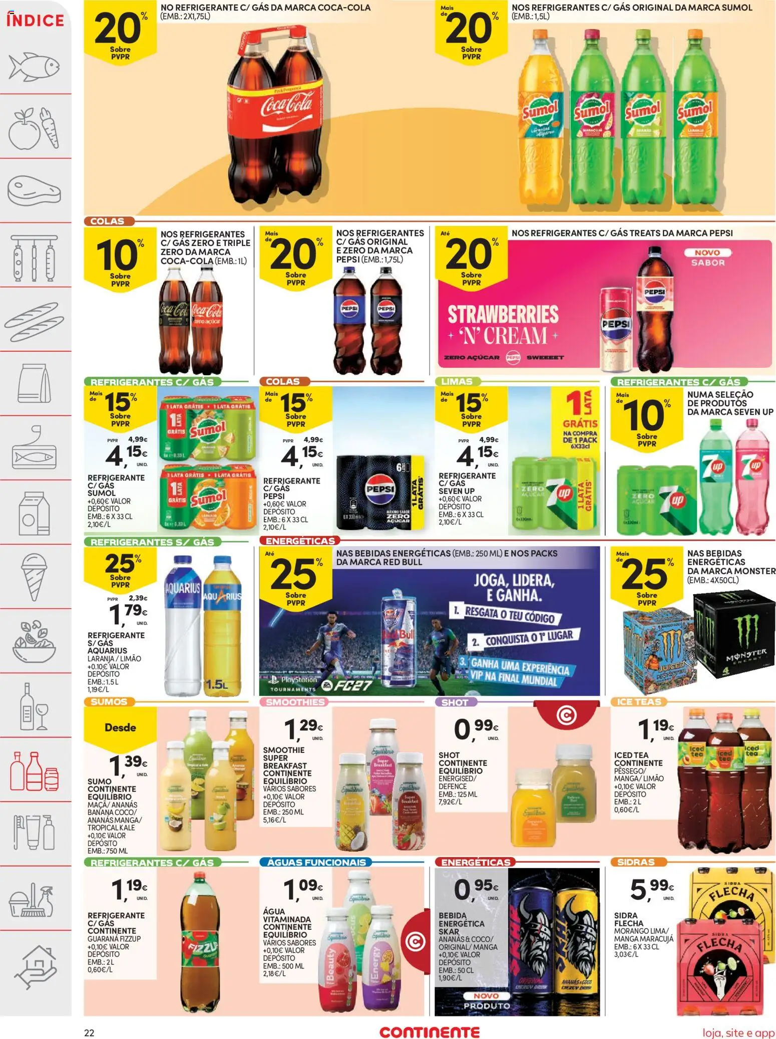 Continente folheto │ válido de 29/09/2026 | Página: 22 | Produtos: Bebidas, Smoothie, Sumo, Bebida