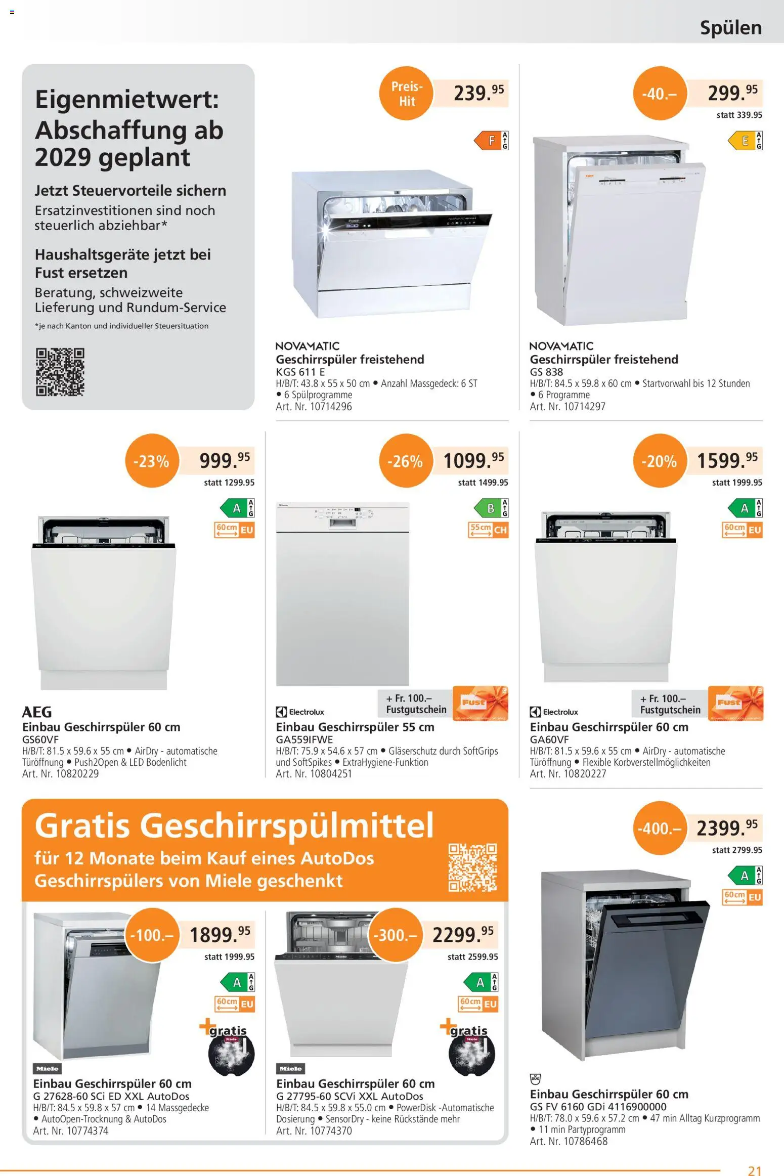 Fust aktionen – gültig ab 26.05.2026 | Seite: 21 | Produkte: Geschirrspülmittel, Geschirrspüler, Miele