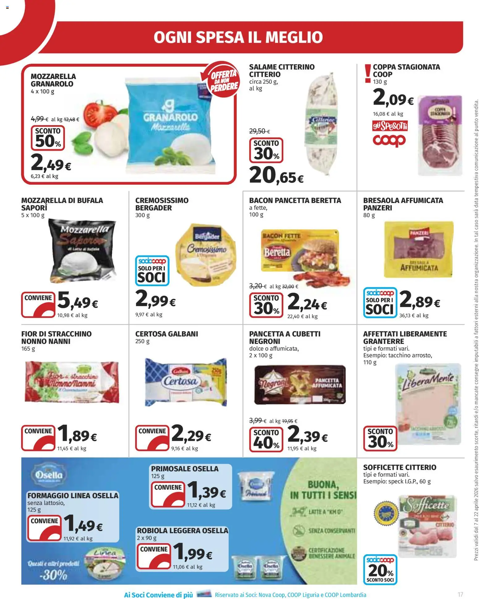 Volantino Ipercoop del 07.04.2026 | Pagina: 17 | Prodotti: Speck, Tacchino, Latte, Robiola