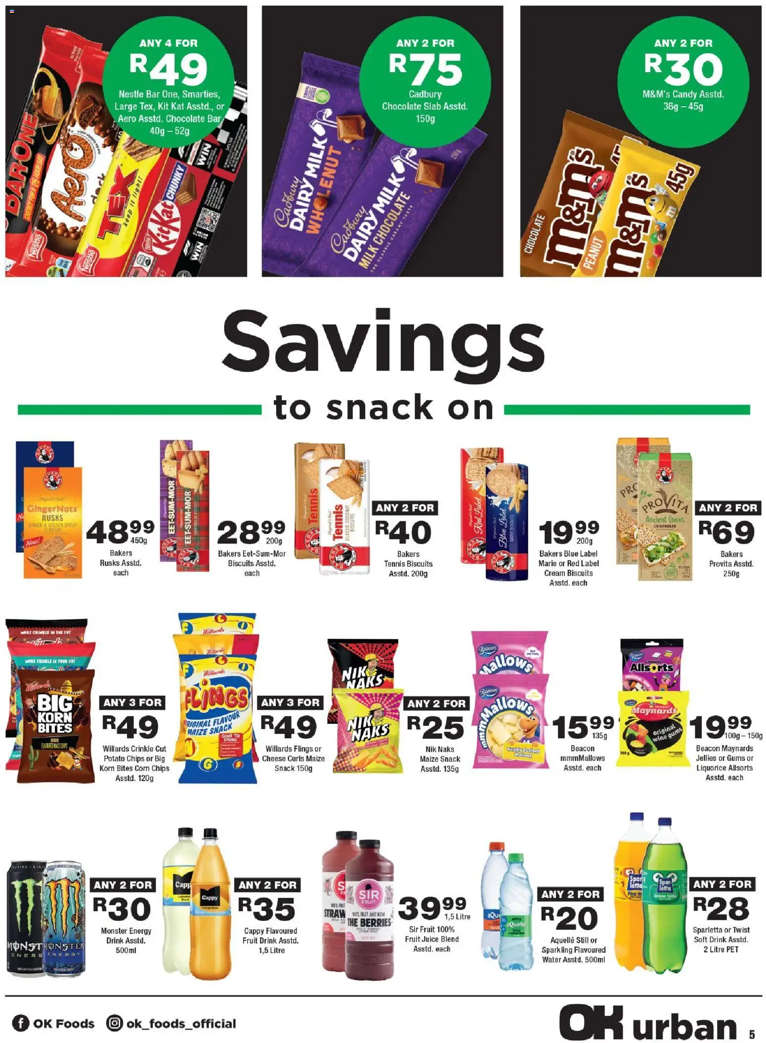 New OK Foods catalogue – valid from 25.05.2026 | Page: 5 | Products: Juice, Wine, Rusks, Syrup