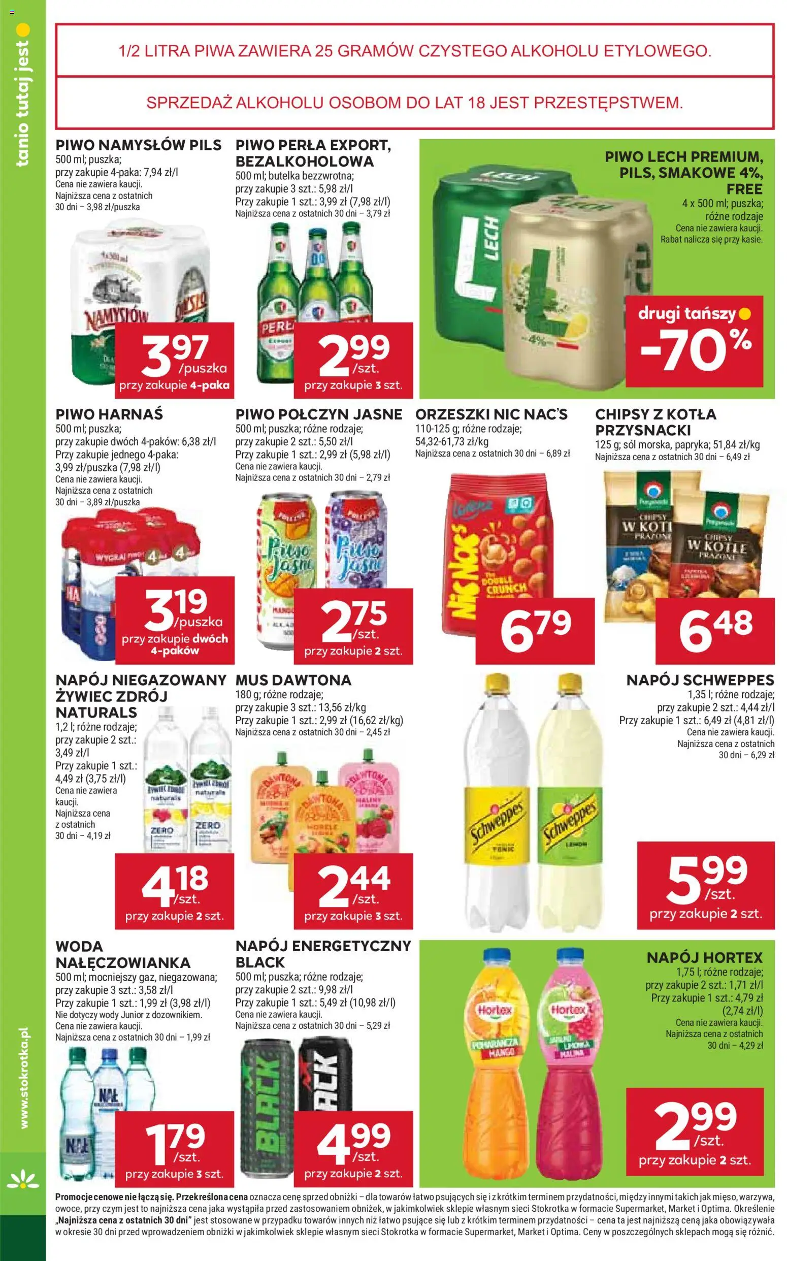 Stokrotka gazetka - Market od 06.08.2026 | Strona: 30 | Produkty: Chipsy, Piwo, Piwo Namysłów, Woda