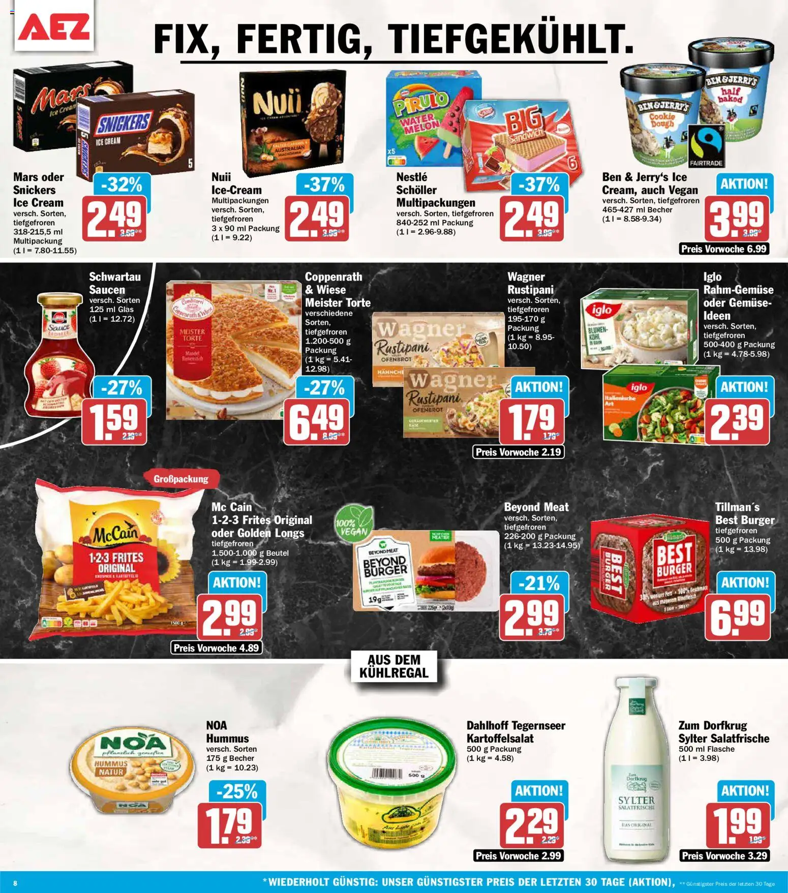 AEZ Prospekt – gültig ab 13.07.2026 | Seite: 8 | Produkte: Iglo, Blumen, Burger, Mars