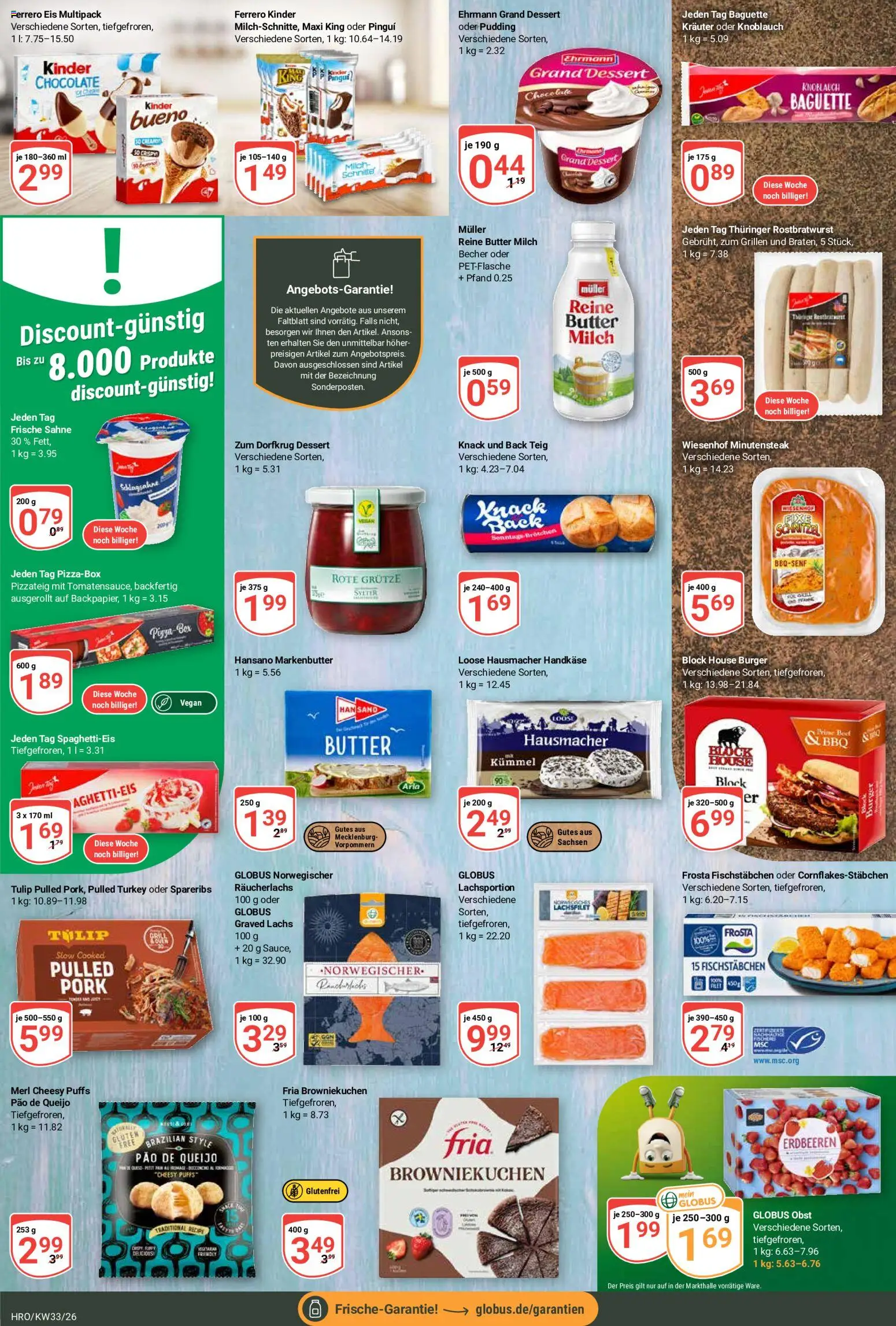 Globus Prospekt Roggentin/Rostock – gültig ab 10.08.2026 | Seite: 10 | Produkte: Milch, Frosta, Räucherlachs, Knoblauch