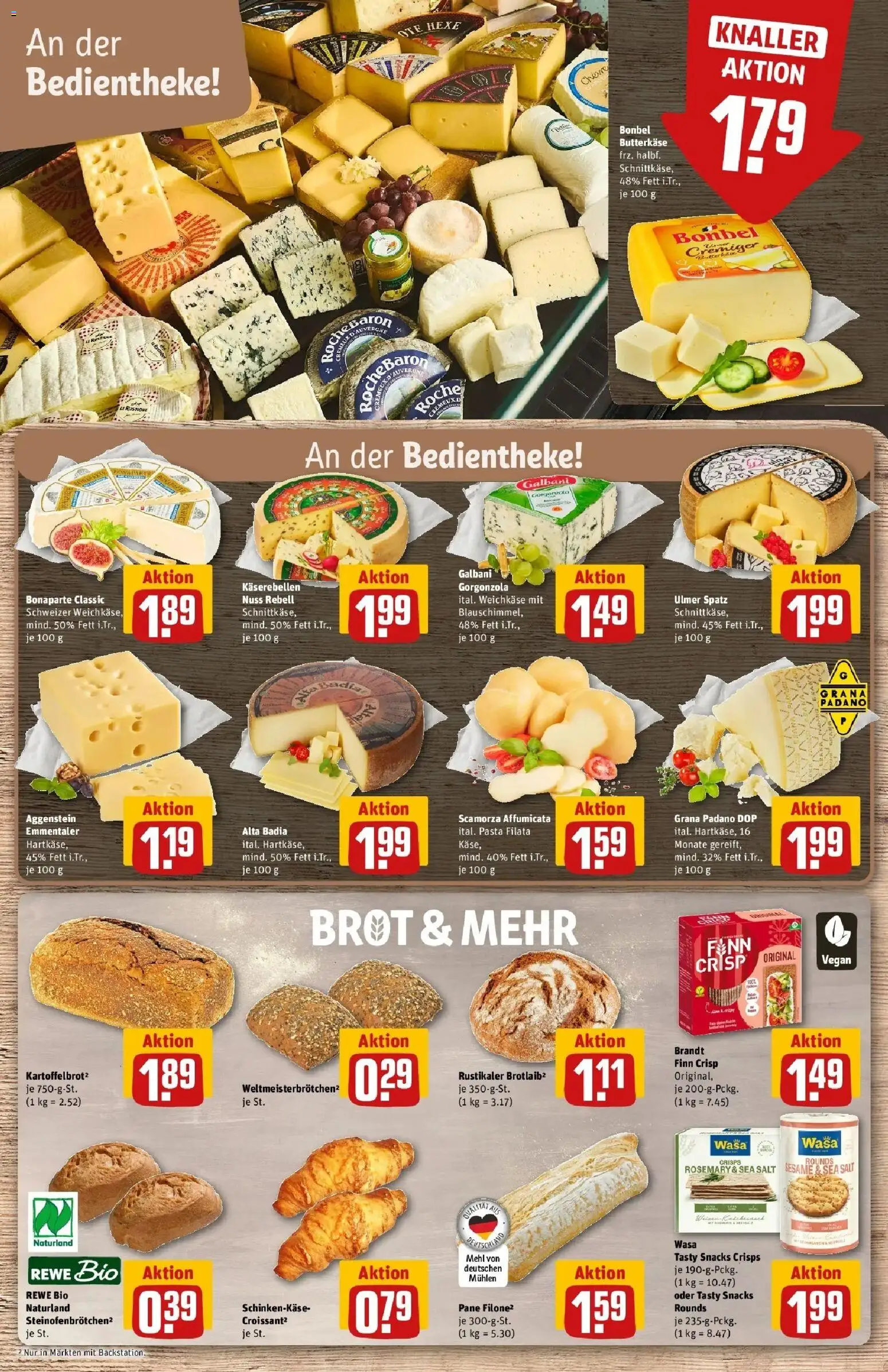 REWE Prospekt ab 12.10.2026 zum Blättern » Angebote | Seite: 9 | Produkte: Grana Padano, Mehl, Pane, Brot
