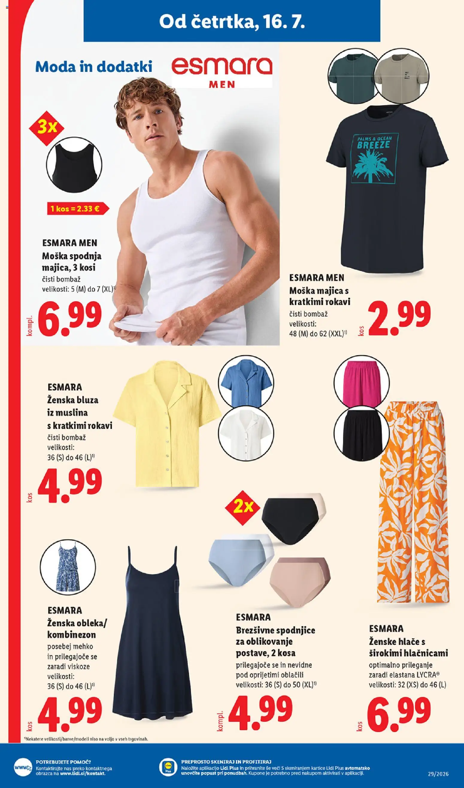 Novi Lidl katalog ponudbe – veljaven od 16.07.2026 | Stran: 35 | Izdelki: Spodnjice, Majica, Bluza, Hlace
