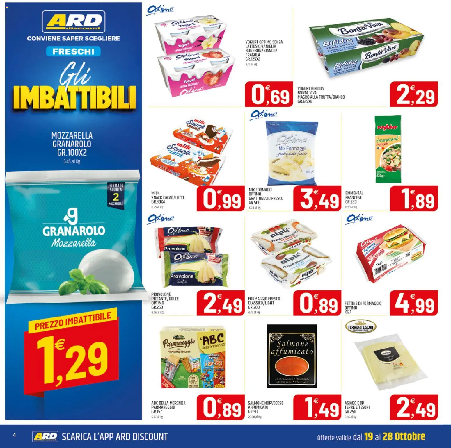 Volantino ARD Discount del 19/10/2026 | Pagina: 12 | Prodotti: Yogurt, Salmone, Latte, Emmental