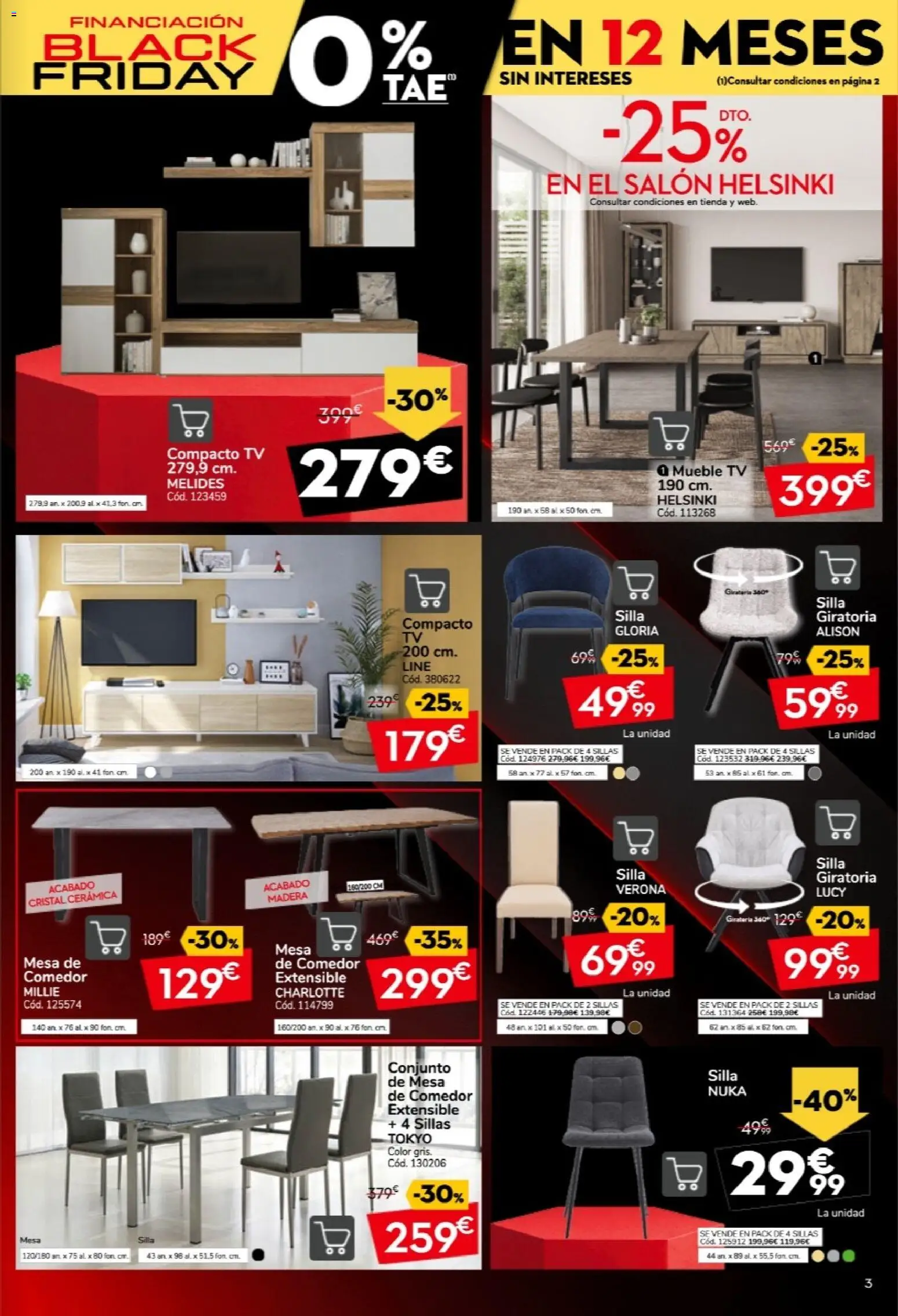 Conforama Black Friday │ válido desde el 29/10/2026 | Página: 3 | Productos: Silla giratoria, Salón, Mesa, Silla
