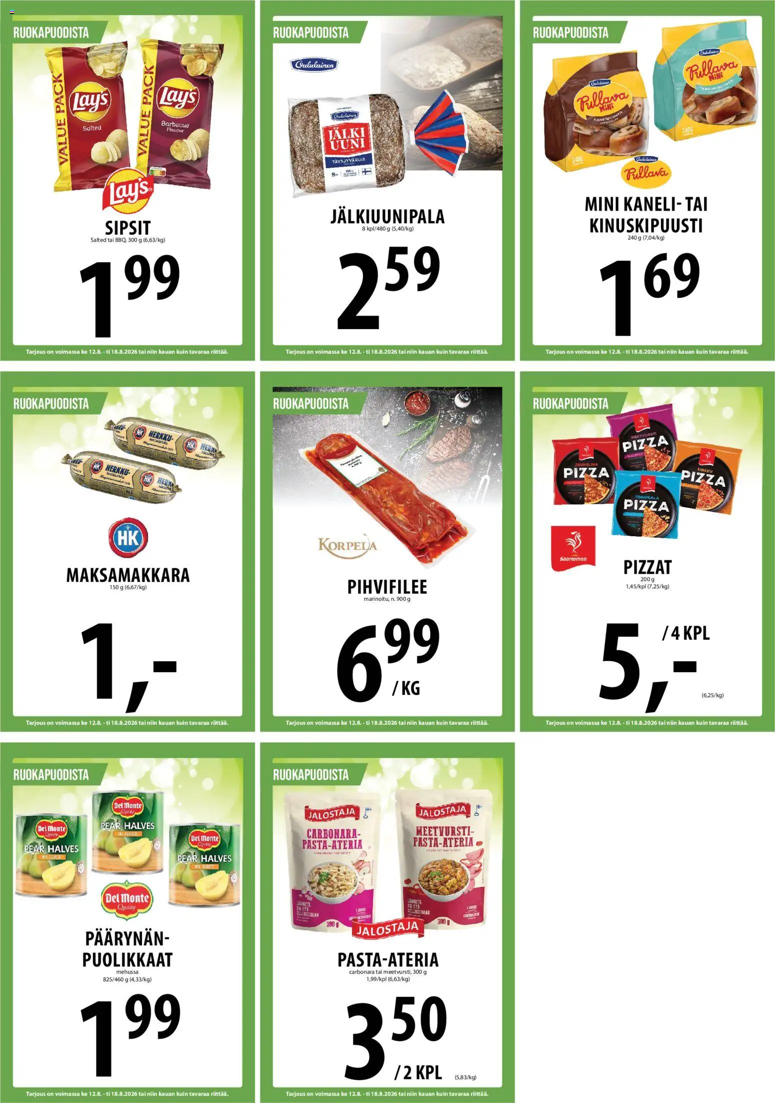 Tuuri tarjoukset – voimassa 12/08/2026 alkaen | Sivu: 25 | Tuotteet: Meetvursti, Kaneli, Kinkku, Pizza