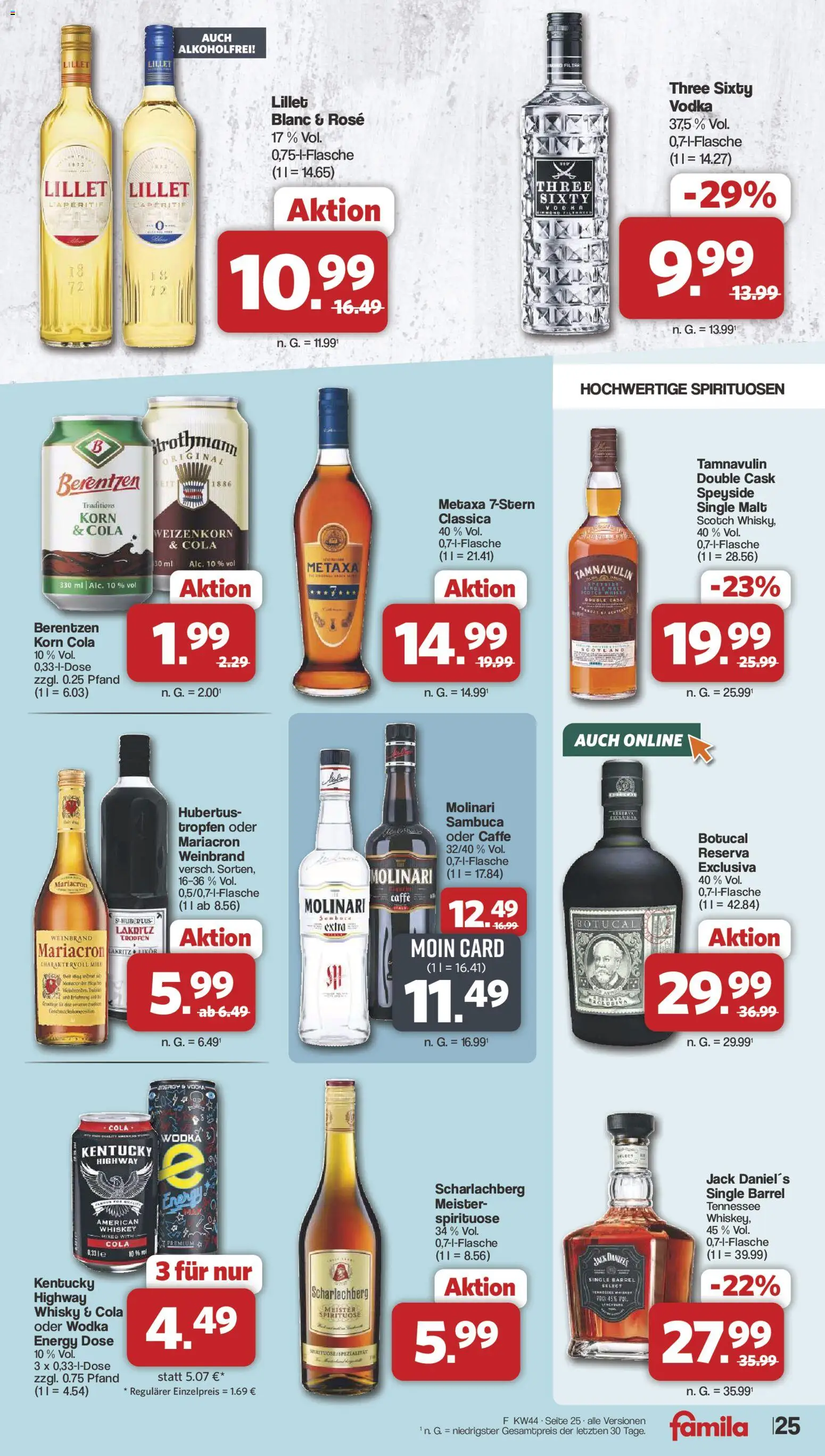 Famila Nordwest Prospekt – gültig ab 26.10.2026 | Seite: 25 | Produkte: Likör, Mariacron, Metaxa, Vodka