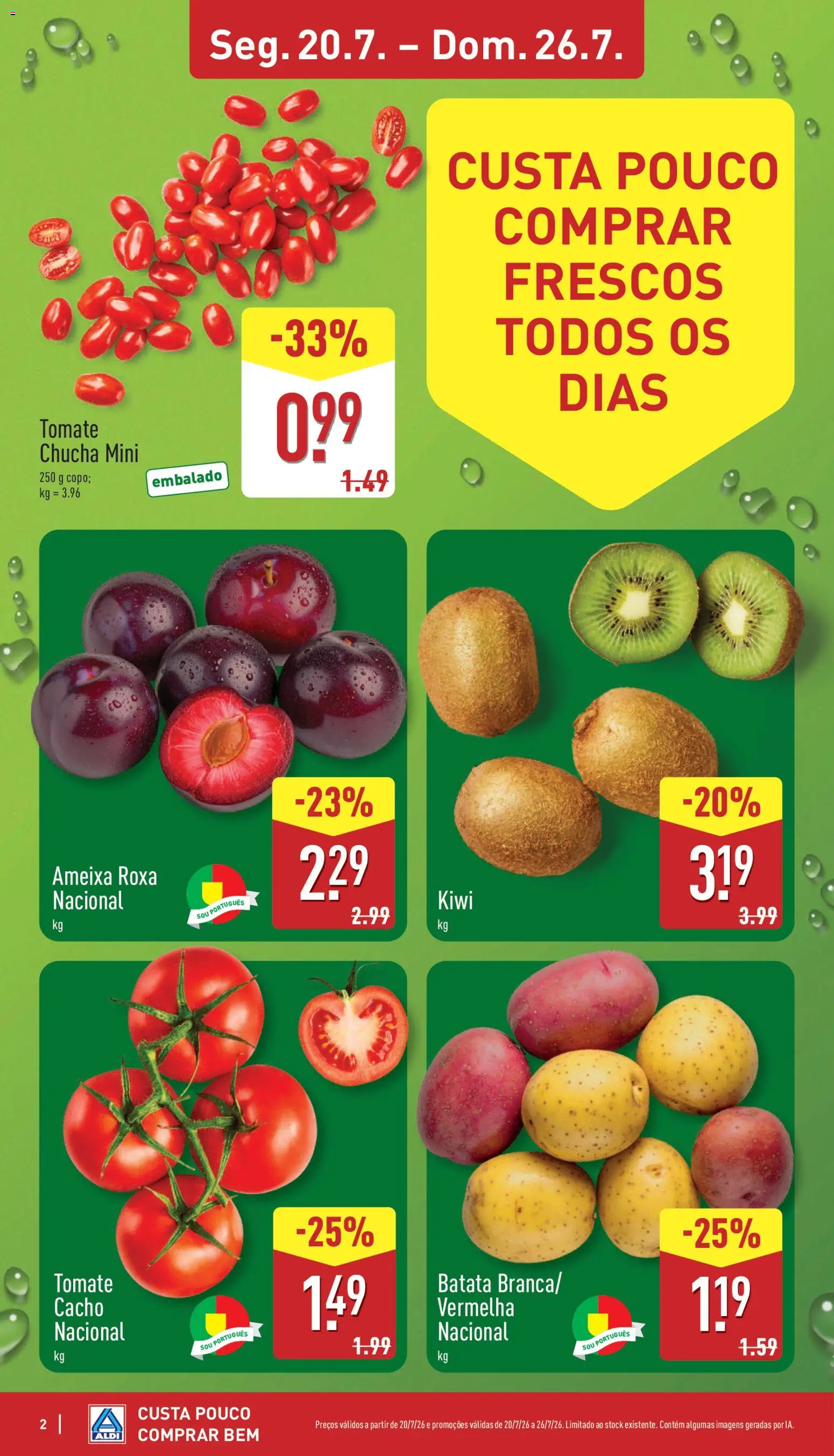 Aldi folheto │ válido de 20/07/2026 | Página: 2 | Produtos: Batata, Tomate, Kiwi