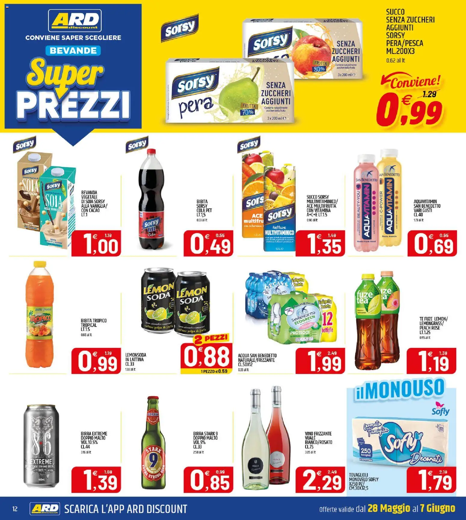Volantino ARD Discount del 28.05.2026 | Pagina: 12 | Prodotti: Succo, Tè, Vino, Bibita