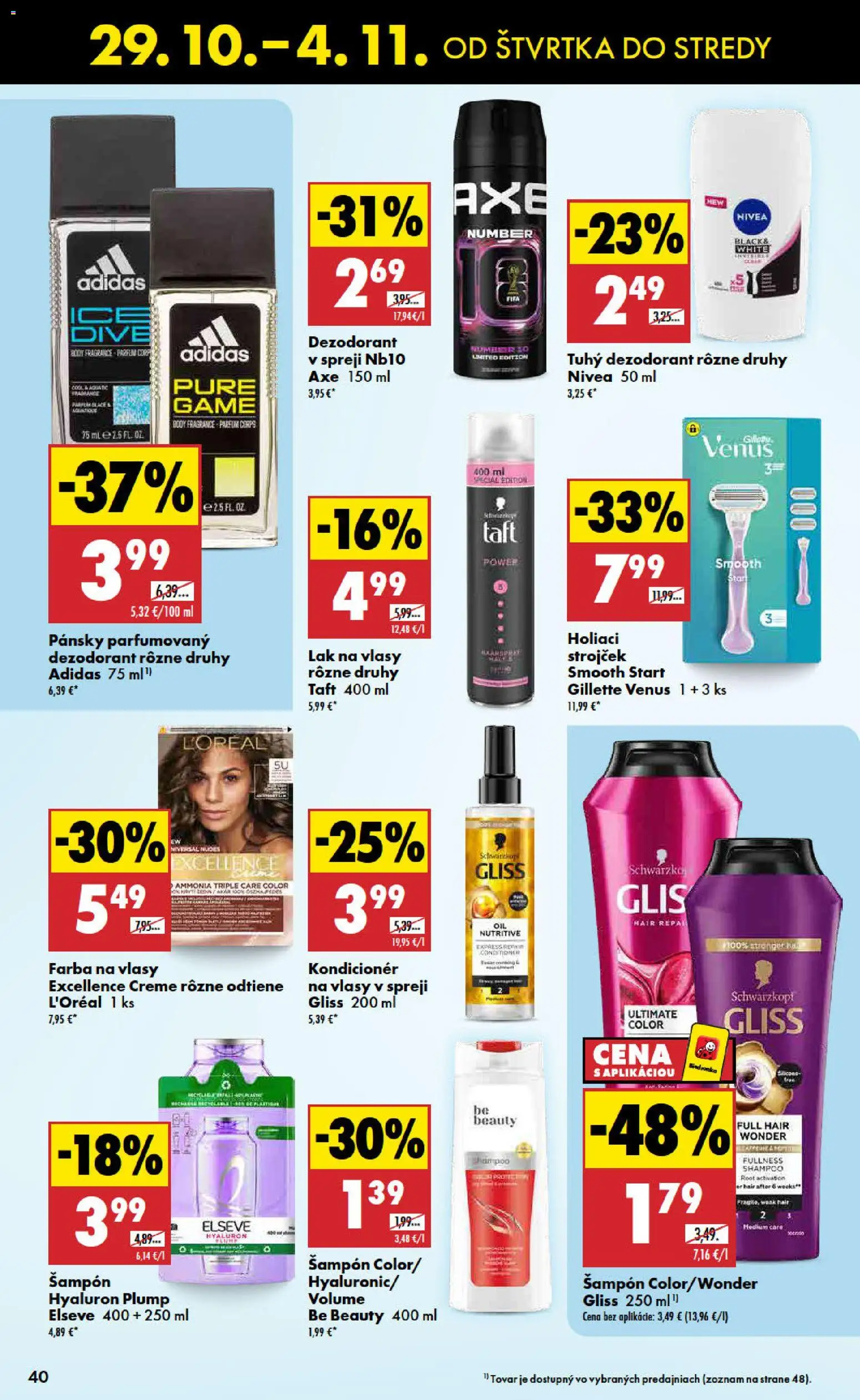 Nové Biedronka akcie – leták je platný od 29.10.2026 | Strana: 40 | Produkty: Strojček, Holiaci strojček, Nivea, Kondicionér