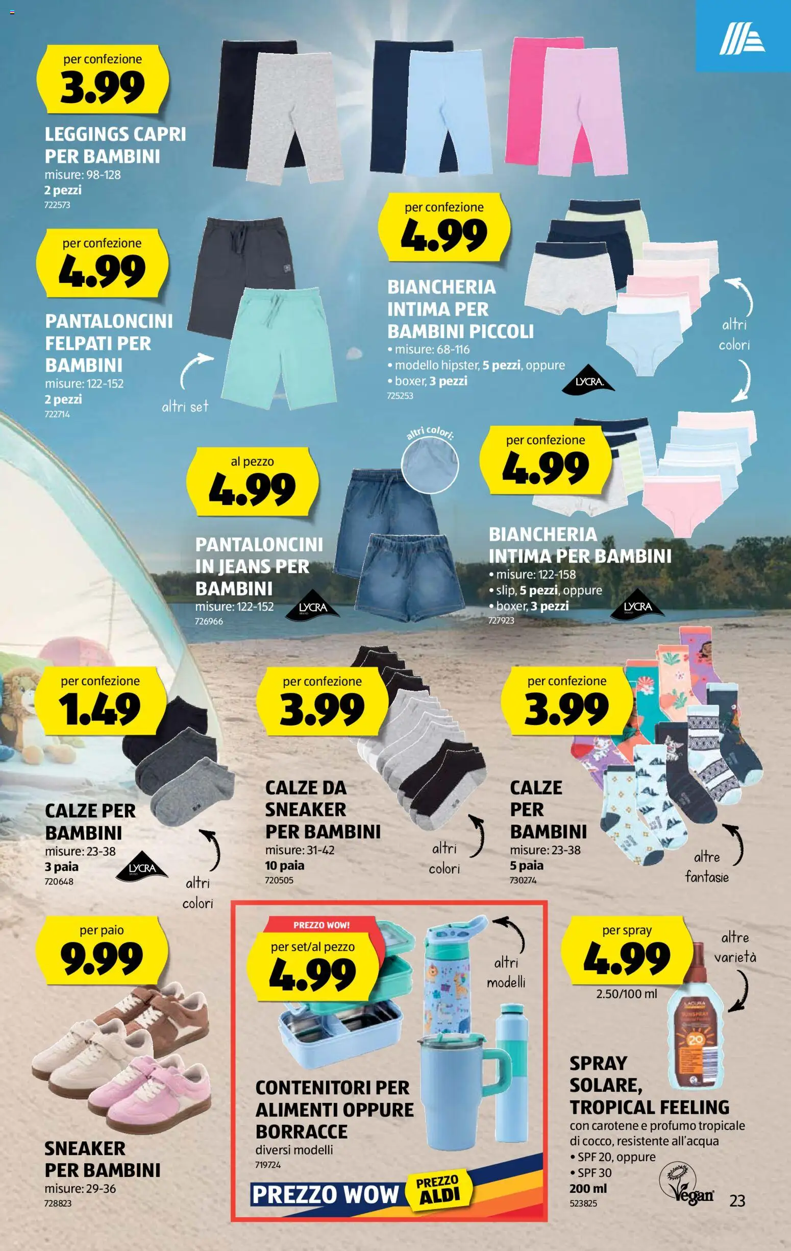 Aldi aktionen IT – gültig ab 09.07.2026 | Seite: 23 | Produkte: Sweatshorts, Leggings, Jeans