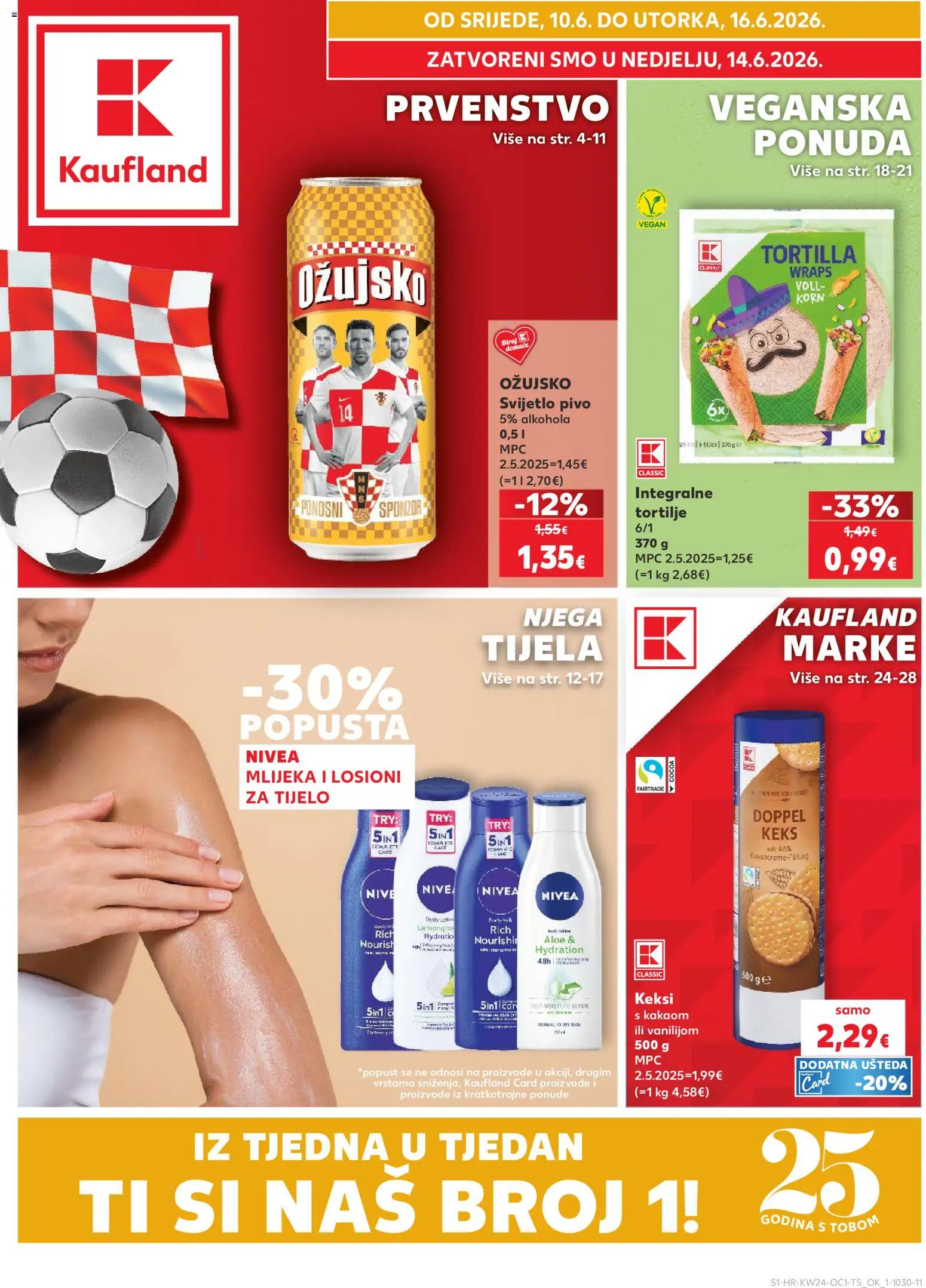 Kaufland katalog | vrijedi od 10.06.2026 | Stranica: 1 | Proizvodi: Pivo, Keks, Ožujsko, Tortilje