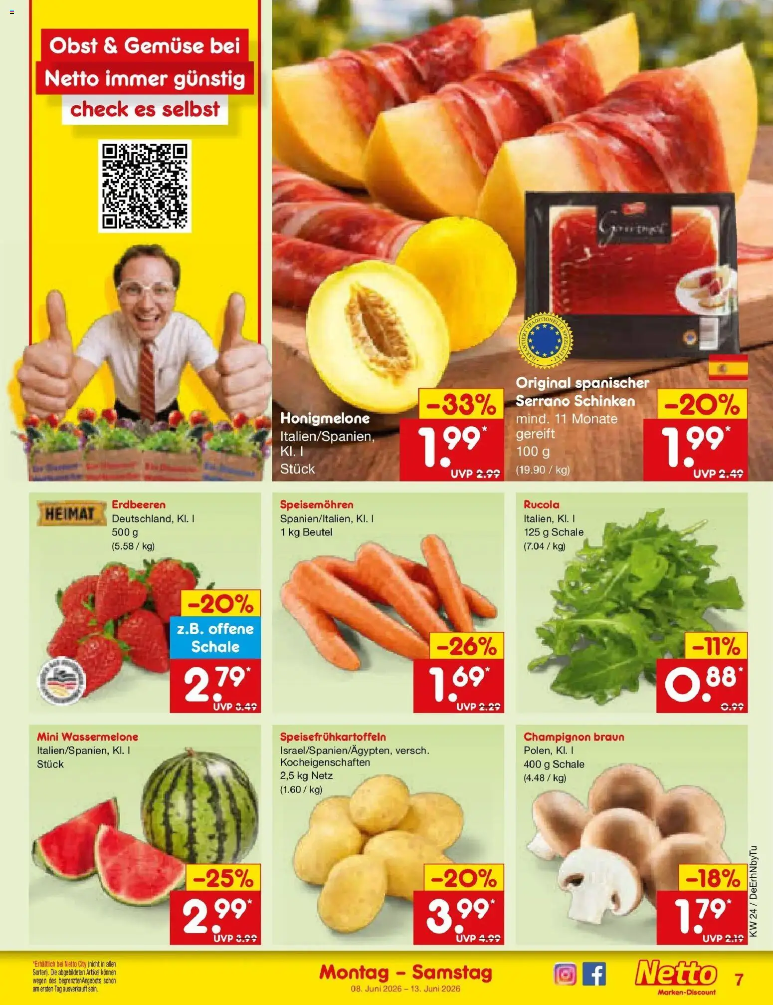 Netto Marken-Discount Prospekt Buttenwiesen – gültig ab 08.06.2026 | Seite: 11 | Produkte: Rucola, Honigmelone, Obst, Schinken