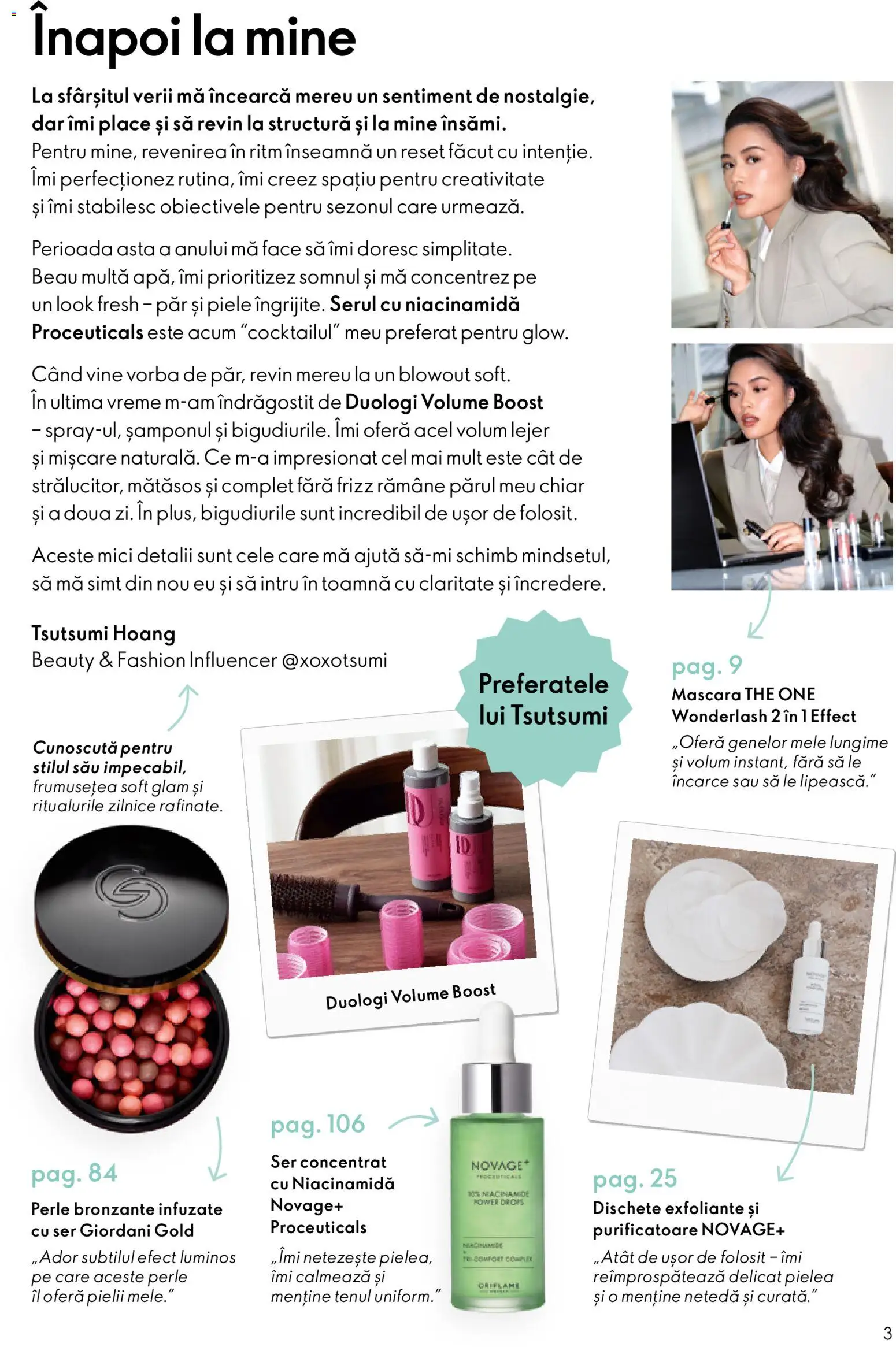 Noul catalog Oriflame – valabil de la 19.08.2026 | Pagină: 3 | Produse: Perle bronzante, Perle, Mici, Mascara